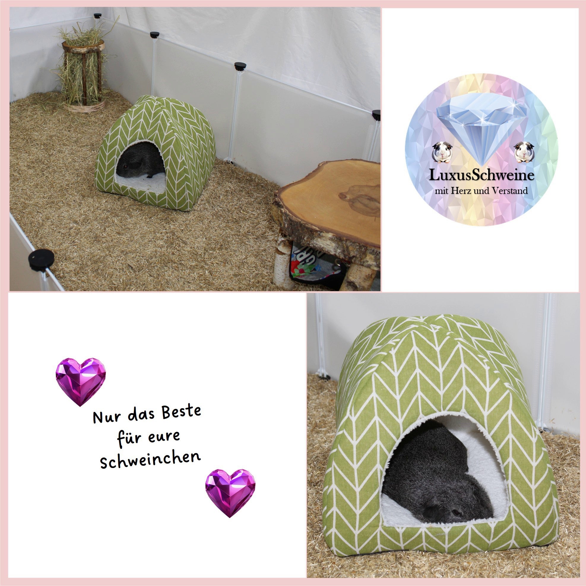 🏡 Dome house “Green-Gray” – Cozy hiding place for your guinea pigs