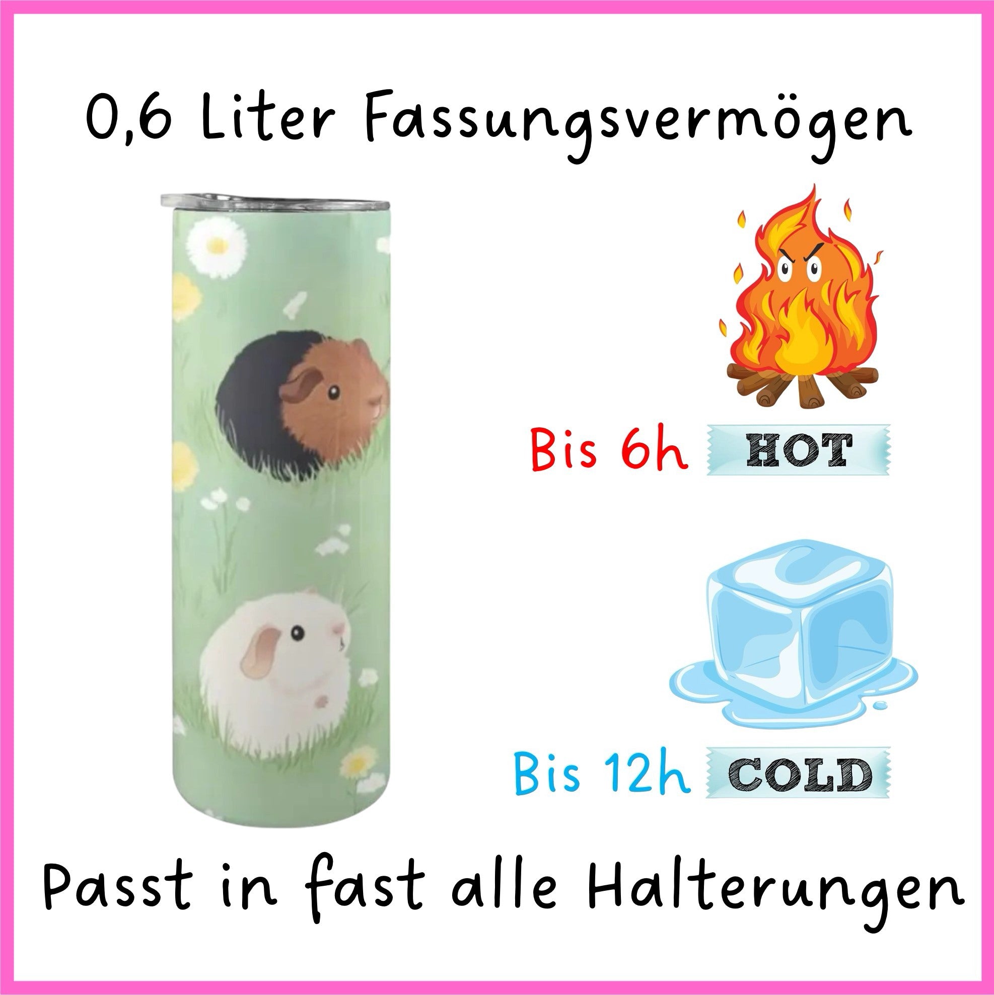 🌼 Drinking bottle “Meadow Magic with Guinea Pigs”