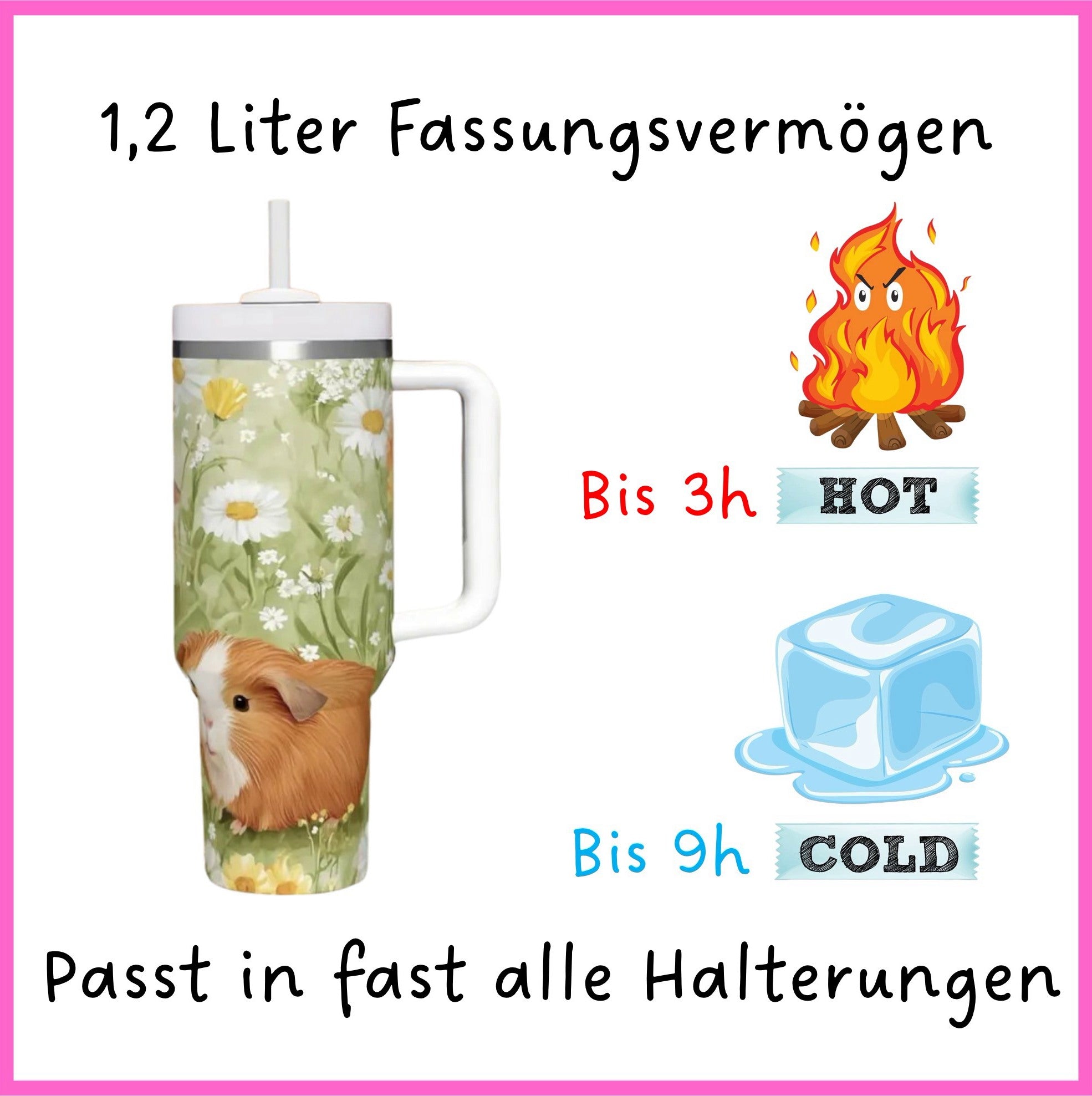 🌸 Trendy drinking bottle guinea pig flower meadow