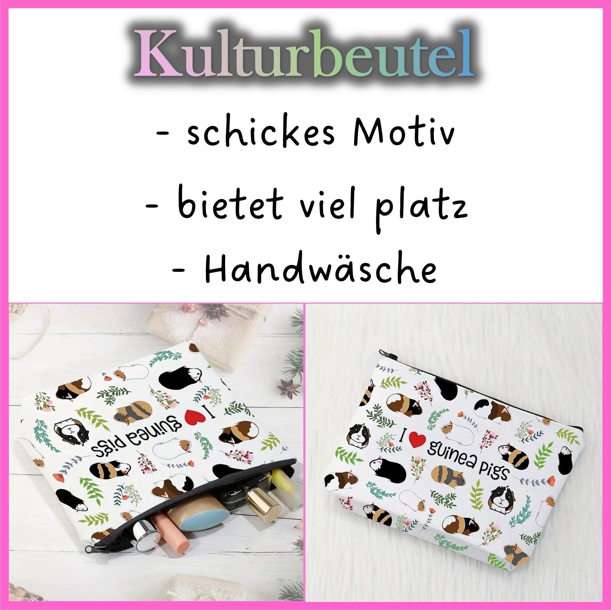 🐹🧴 Toiletry bag “I Love Guinea Pigs” – Guinea pig love to go