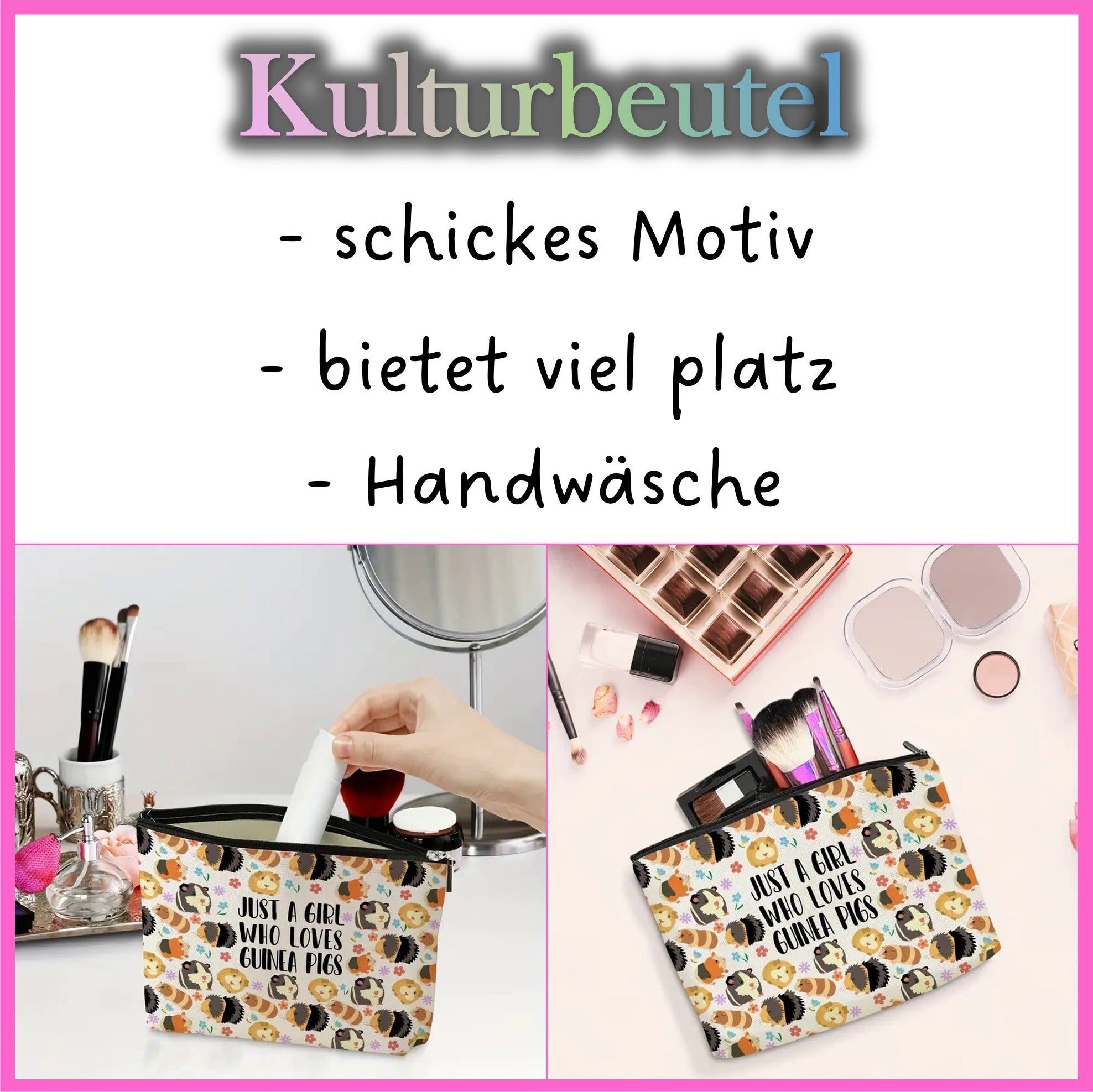 🐹👜 Toiletry bag “Just a Girl Who Loves Guinea Pigs” – For all guinea pig fans