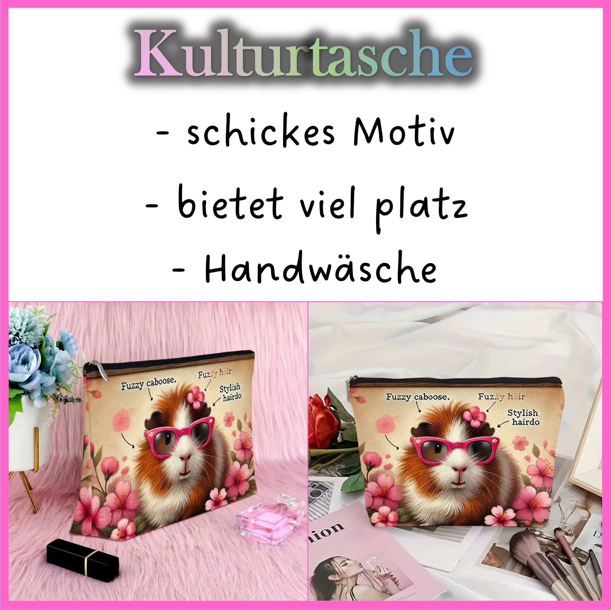 ☀️👜 Toiletry bag “Sunny” – guinea pig style for your everyday life!
