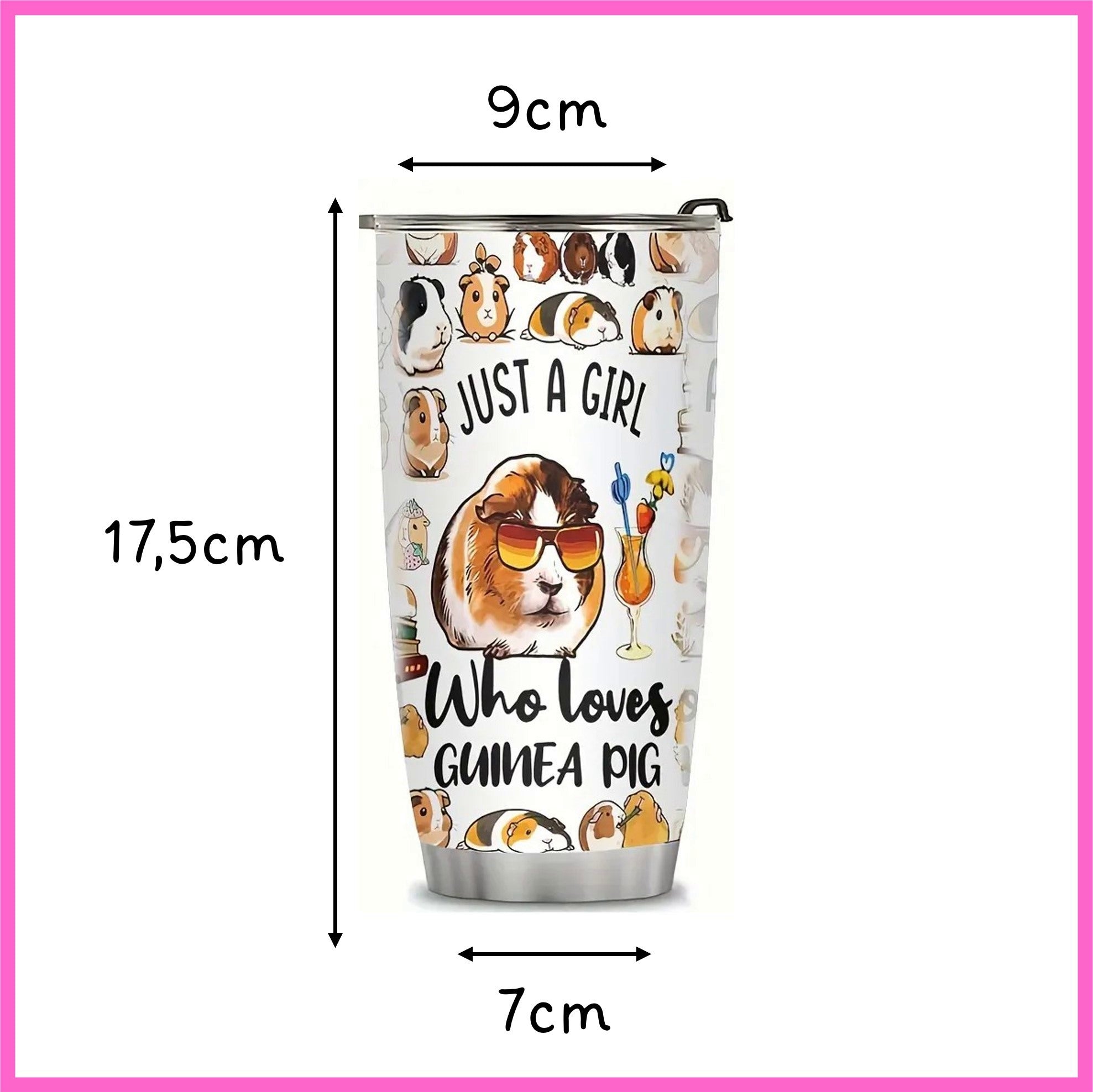 💖 Drinking bottle “Just a Girl who loves Guinea Pigs” – compact & cute