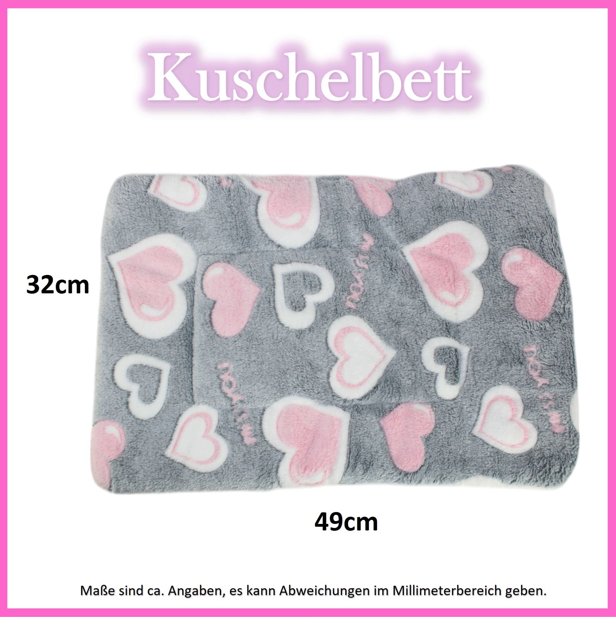 Cuddle bed - Hearts - Grey/Pink