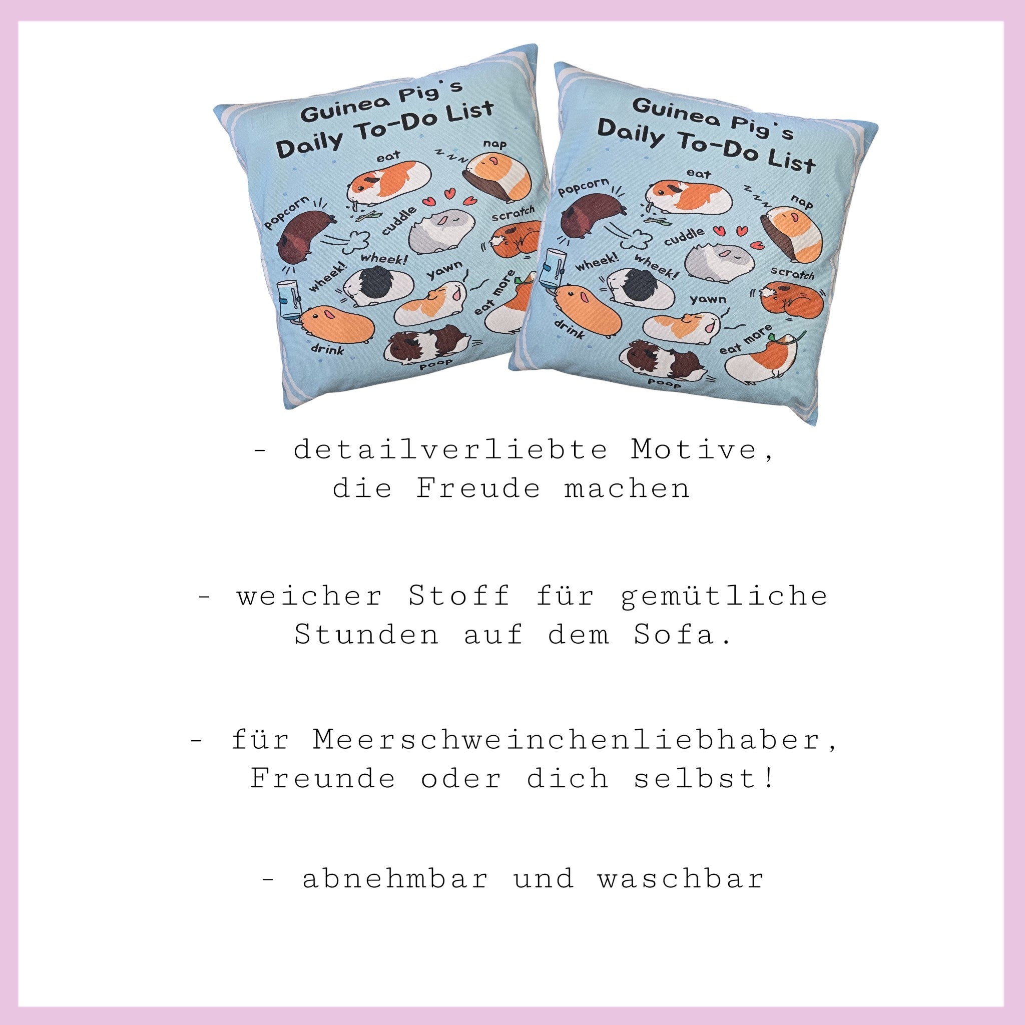 🛋️ Kissen „Daily To-Do List“ Nr.1 – Dein täglicher Kuschel-Reminder für Meerschweinchen-Fans