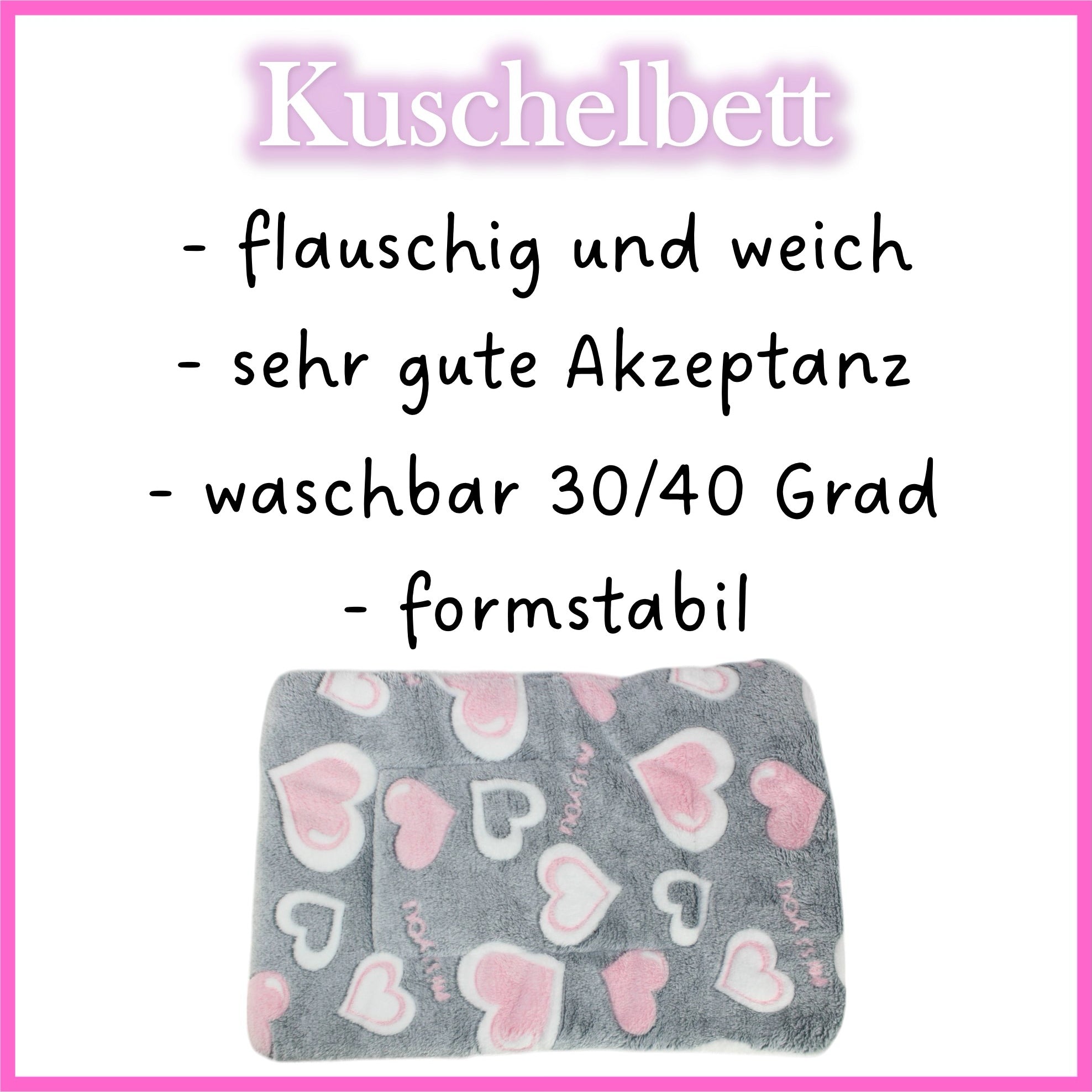 Cuddle bed - Hearts - Grey/Pink