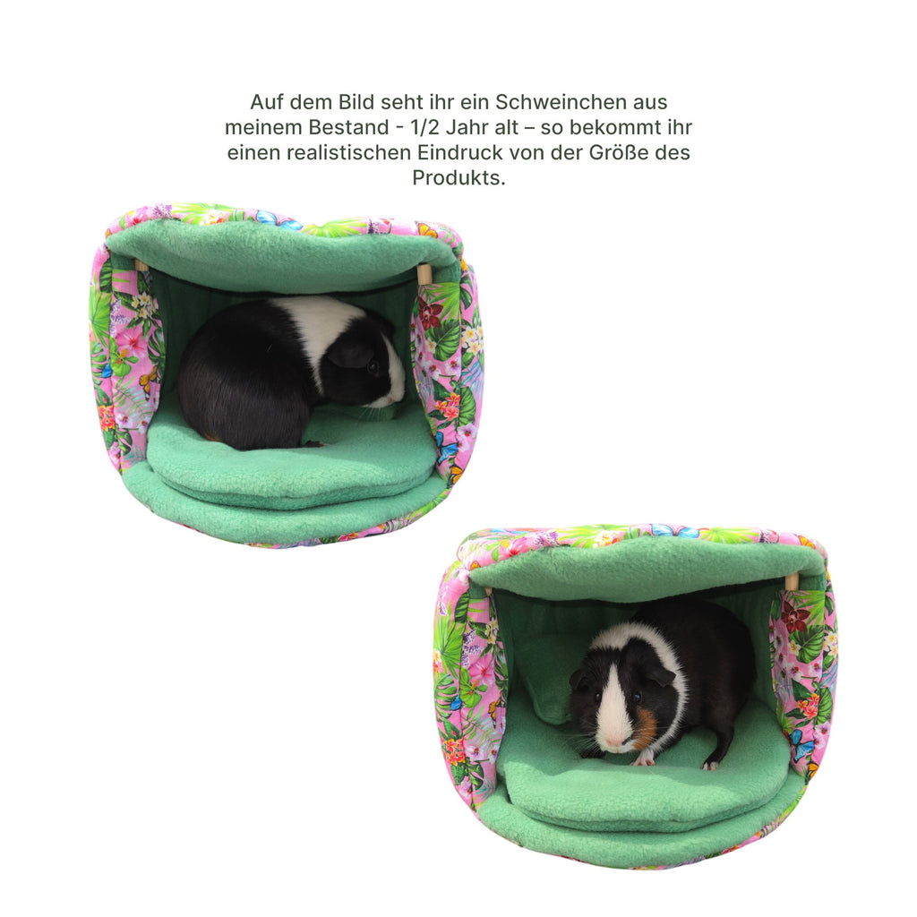 🌸 Kuschellaube Jungle Rosa – Exklusiver Rückzugsort für Meerschweinchen
