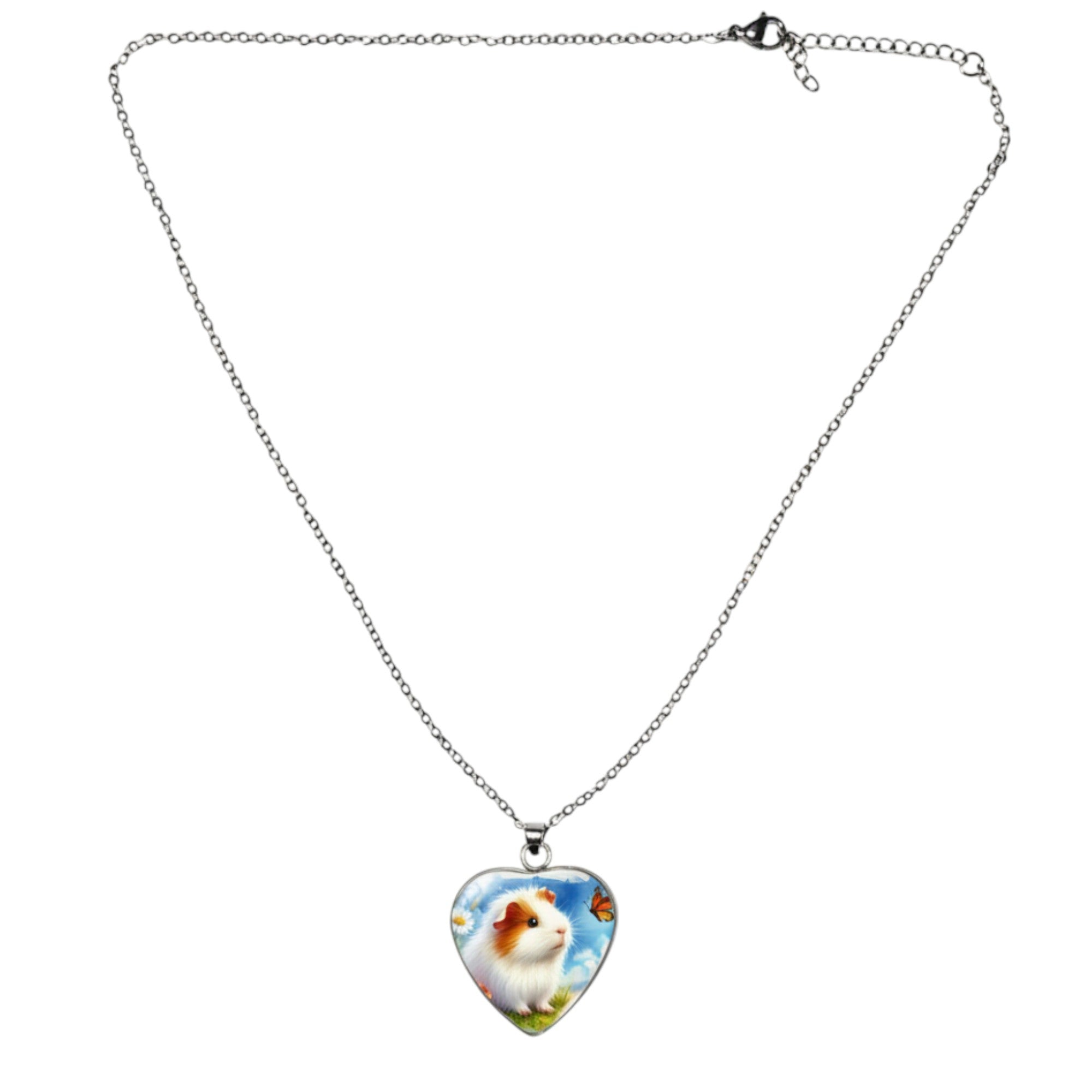 🐹💙 Herz-Meerschweinchen Halskette – Farbiger Anhänger mit Naturmotiv