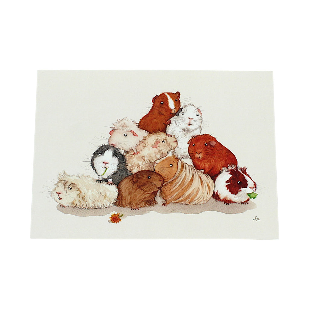 🐹Folded Card with Guinea Pig – Original Watercolor Illustration (Pyramid Motif)