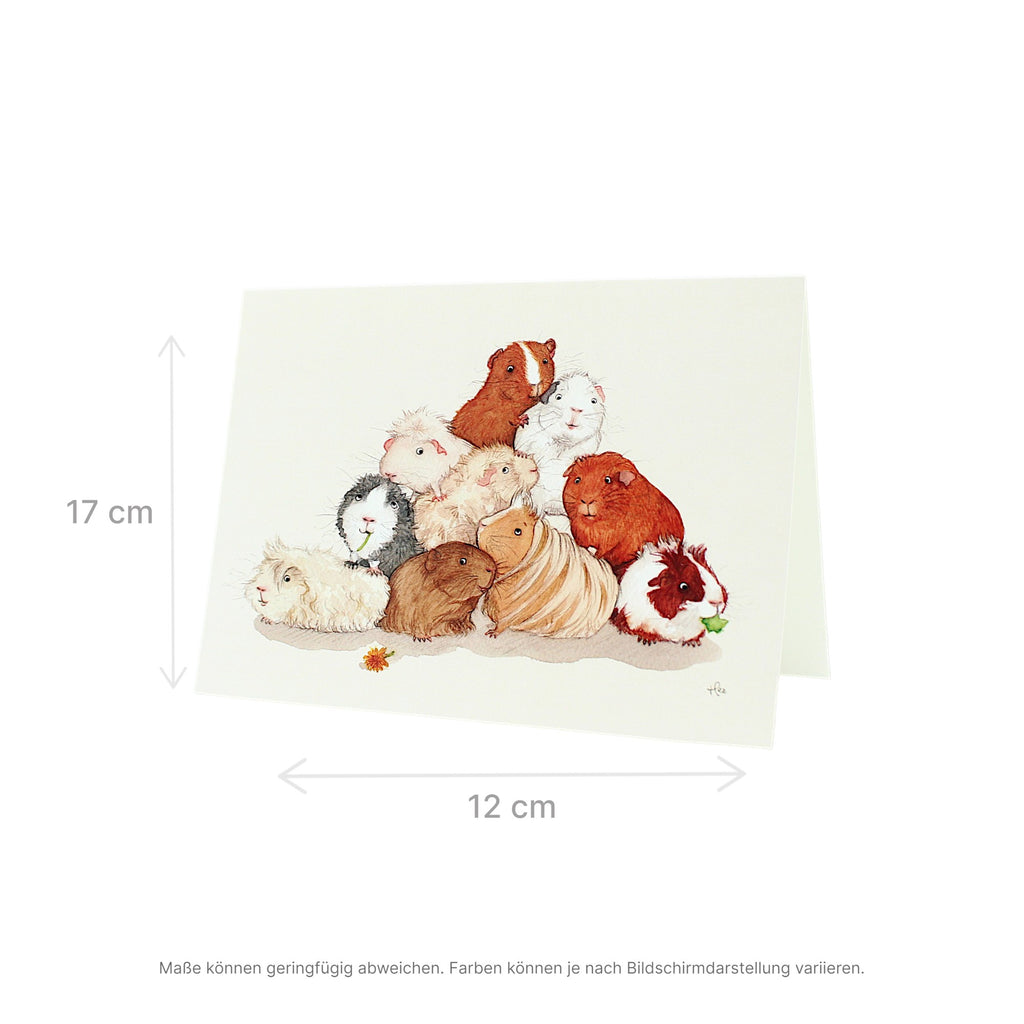 🐹Folded Card with Guinea Pig – Original Watercolor Illustration (Pyramid Motif)