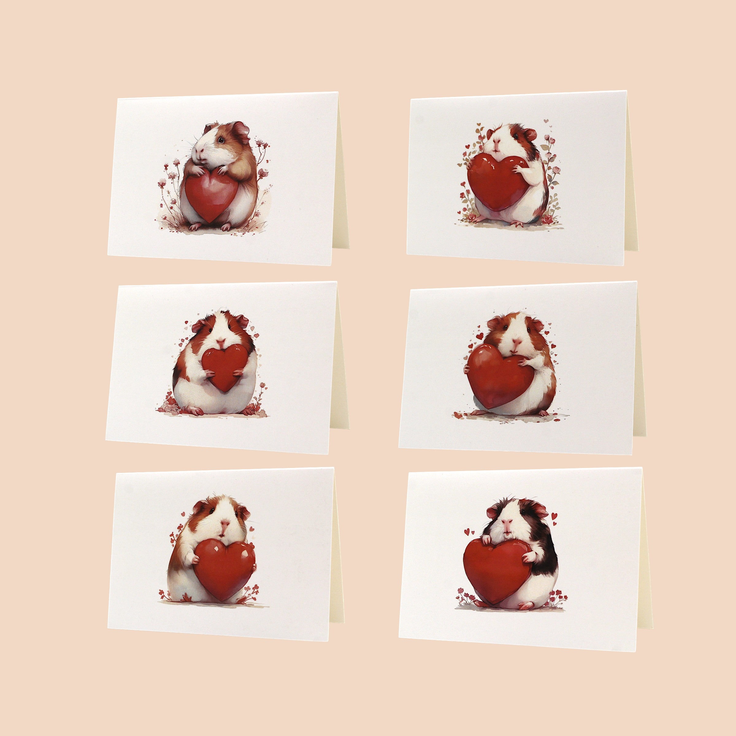 ❤️Klappkarte mit Meerschweinchen & Herz – Zufälliges Motiv (6 Varianten)