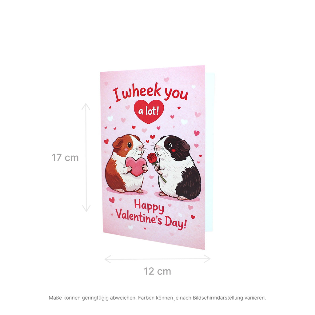 💌Valentinstags-Karte „I wheek you a lot!“ – Liebevolle Meerschweinchen-Grußkarte
