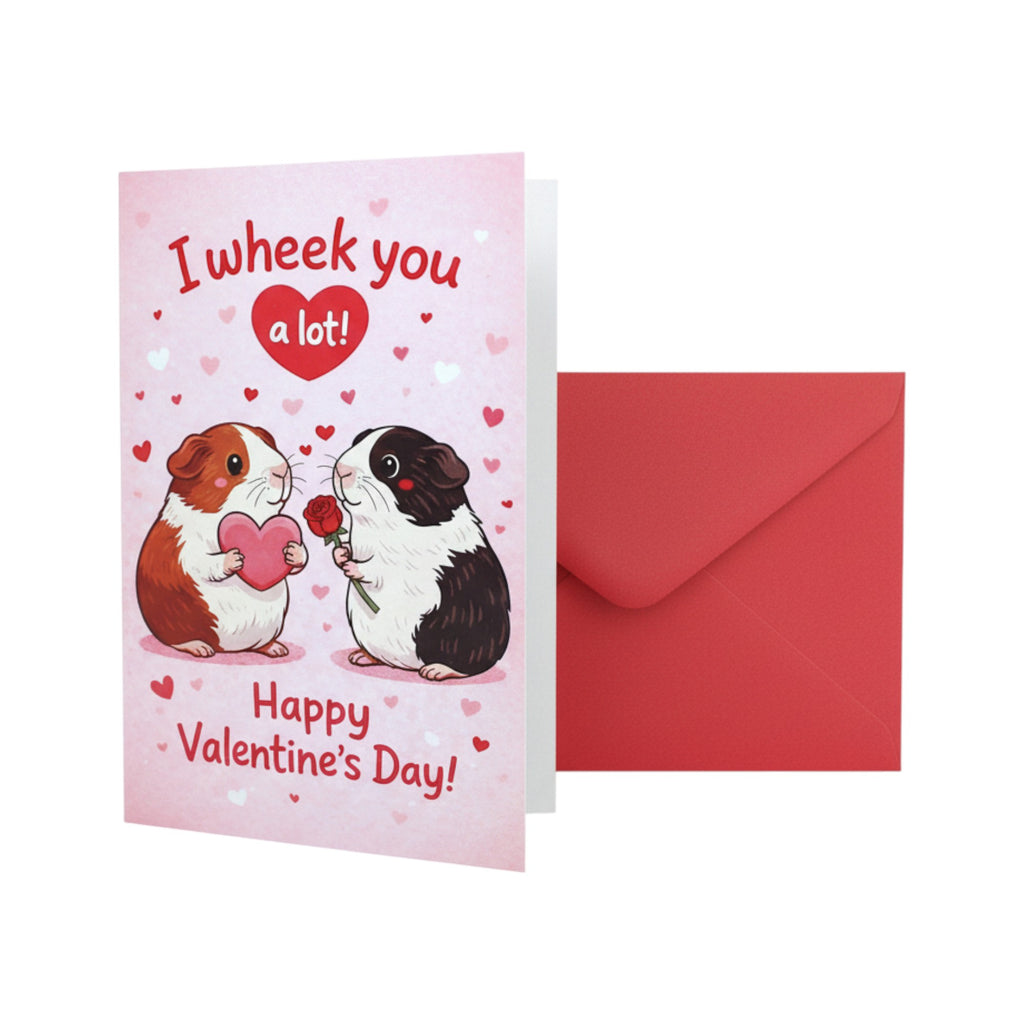 💌Valentinstags-Karte „I wheek you a lot!“ – Liebevolle Meerschweinchen-Grußkarte