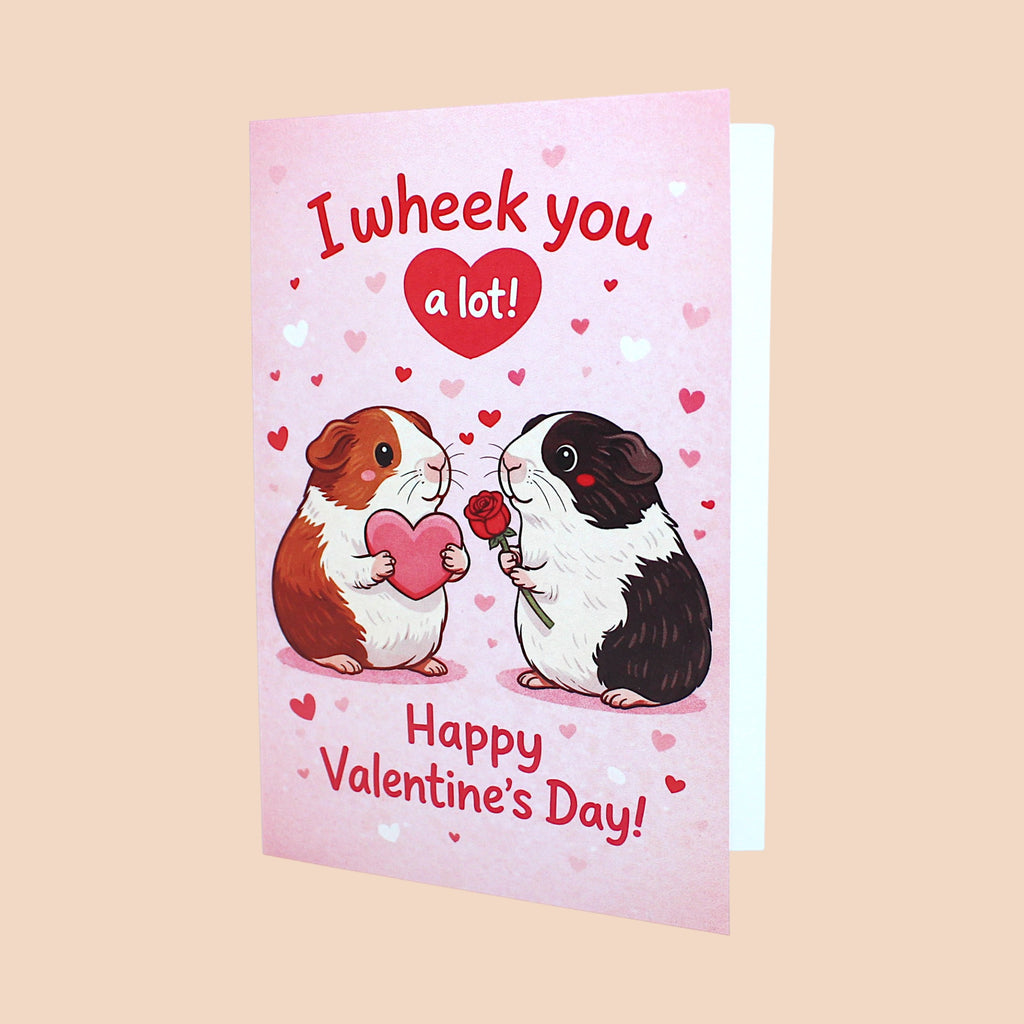 💌Valentinstags-Karte „I wheek you a lot!“ – Liebevolle Meerschweinchen-Grußkarte