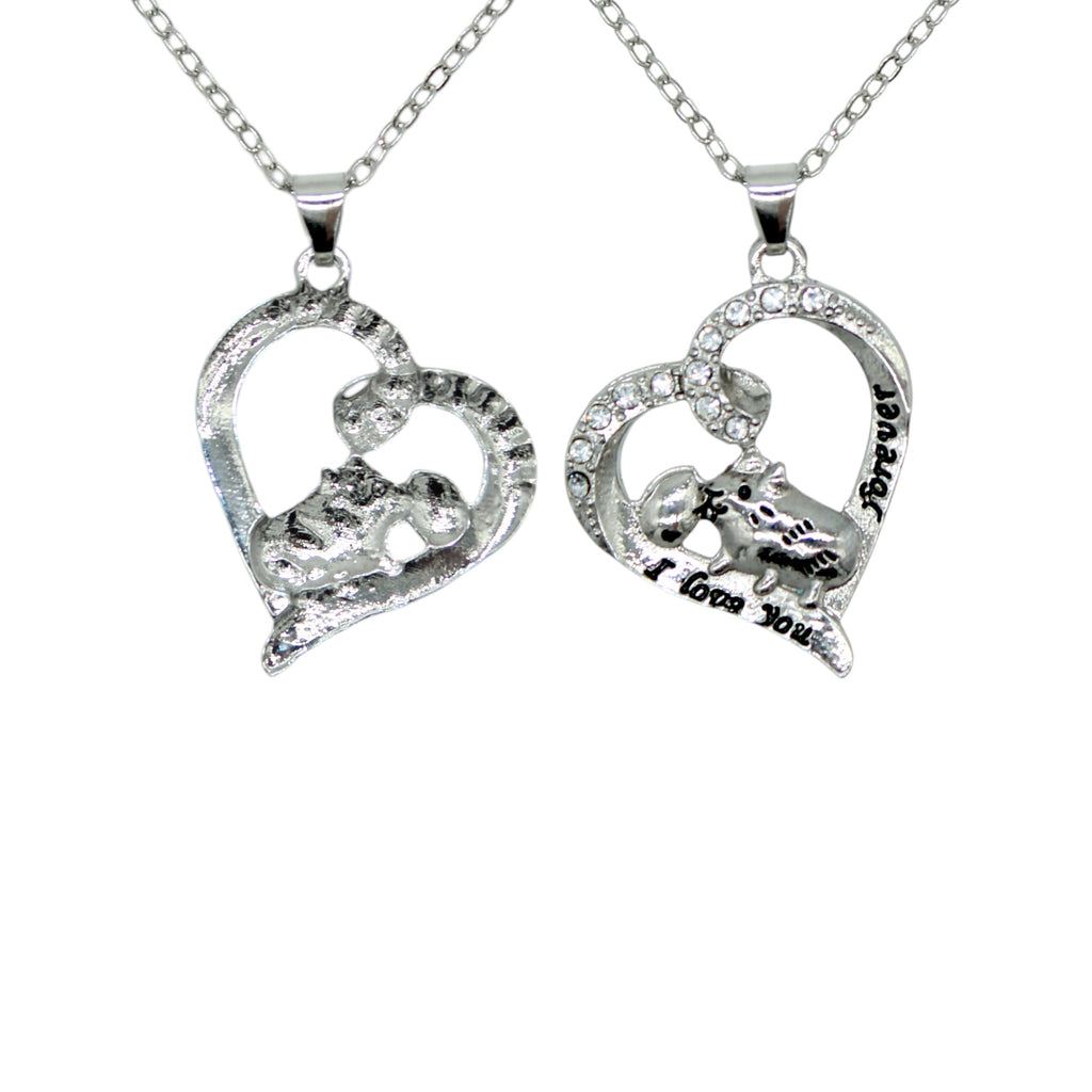 💖 Herz-Meerschweinchen Halskette „I love you forever“ – Silberfarben