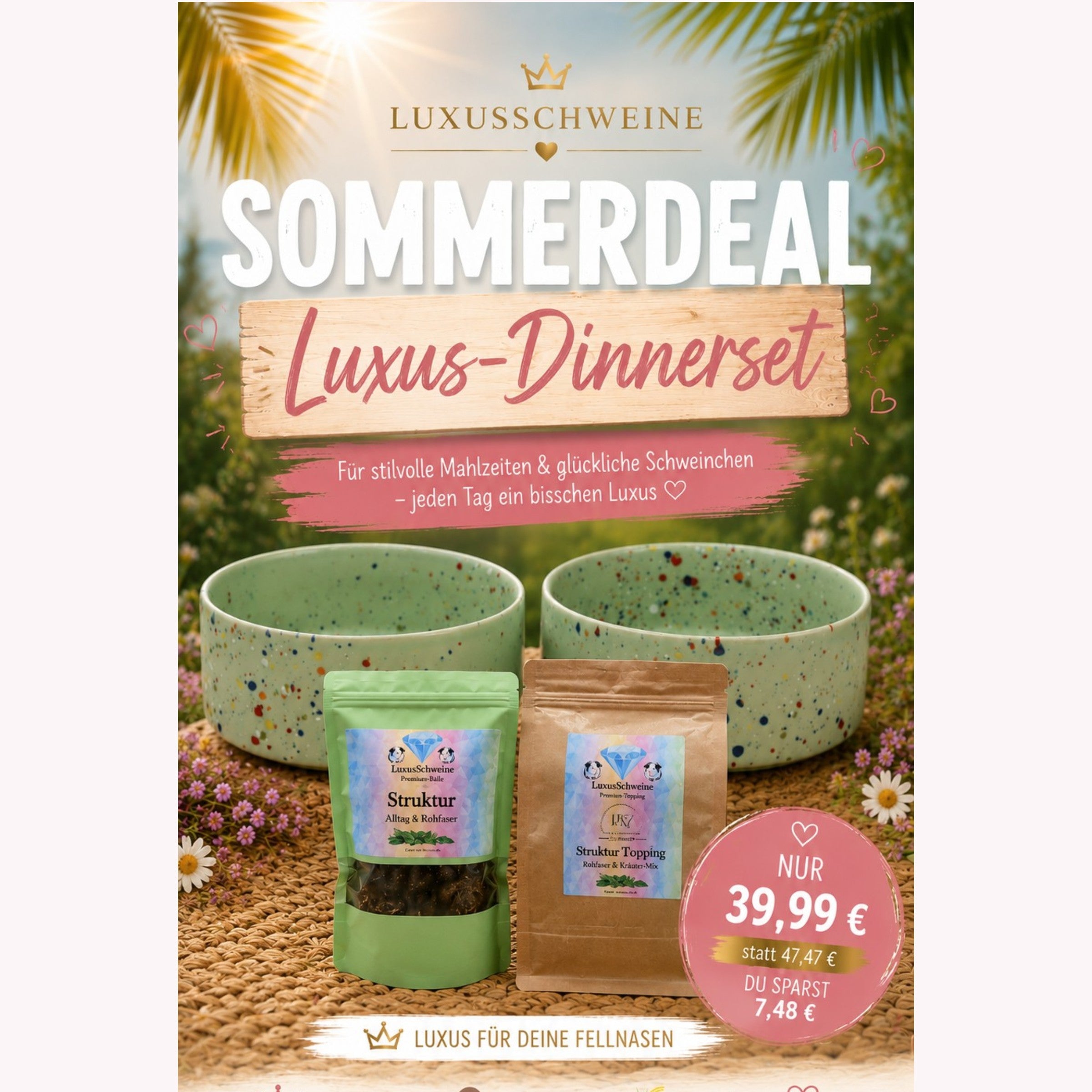 👑 Luxus-Dinnerset – Sommerdeal für Meerschweinchen