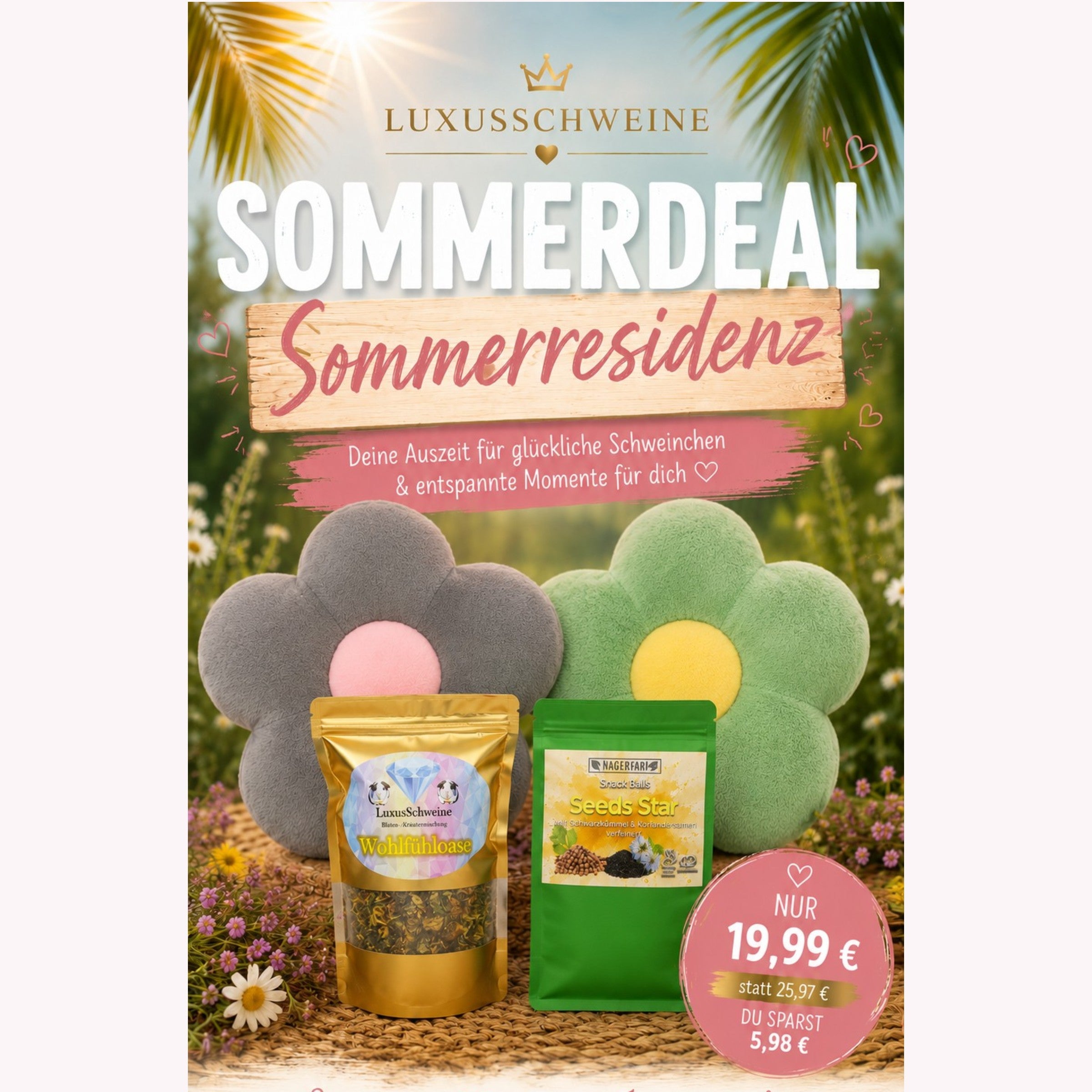🌴 Sommerresidenz – Verwöhnset für Meerschweinchen