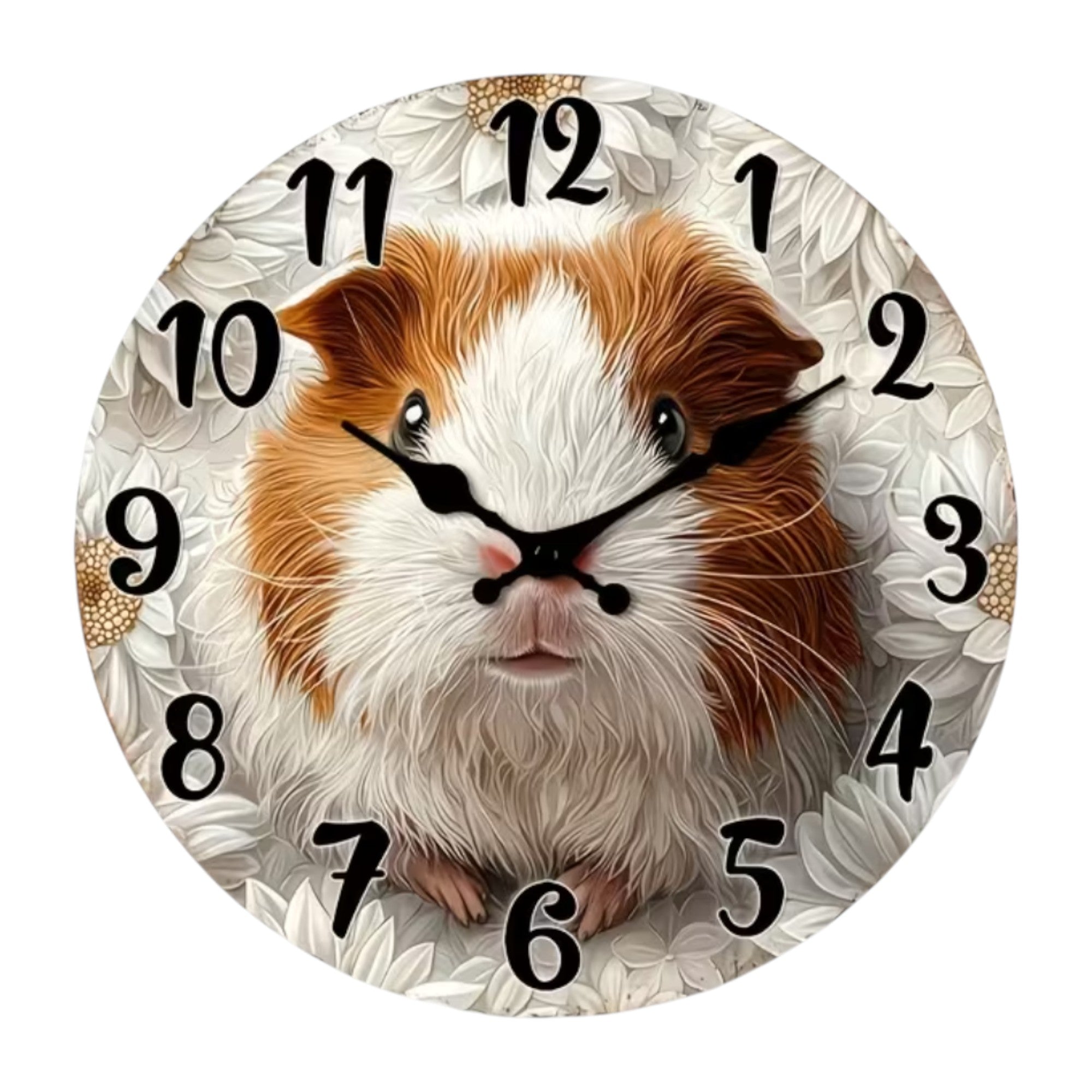 🕰️ Wanduhr „Blütenzeit-Meeri“ – Zeitloser Charme mit Meerschweinchen & Blüten