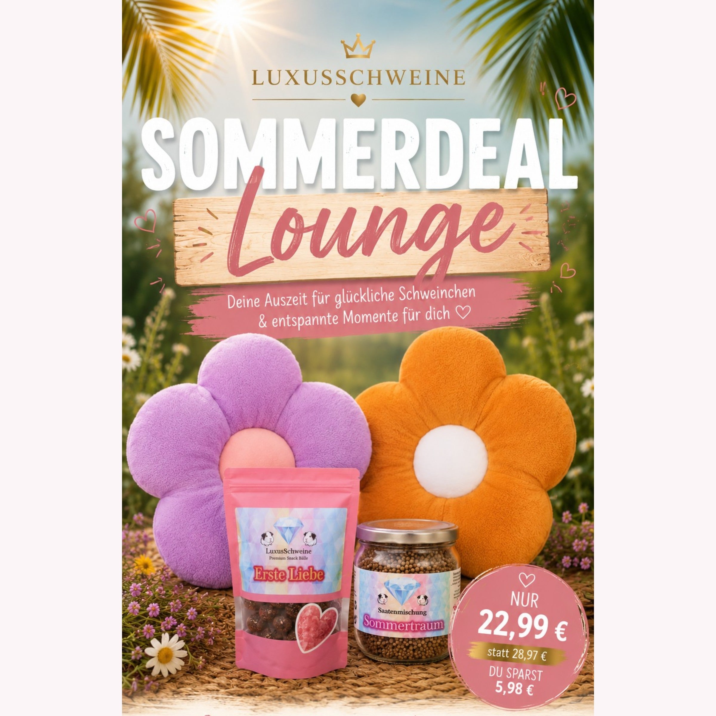 🌿 Sommer-Lounge – Verwöhnset für Meerschweinchen