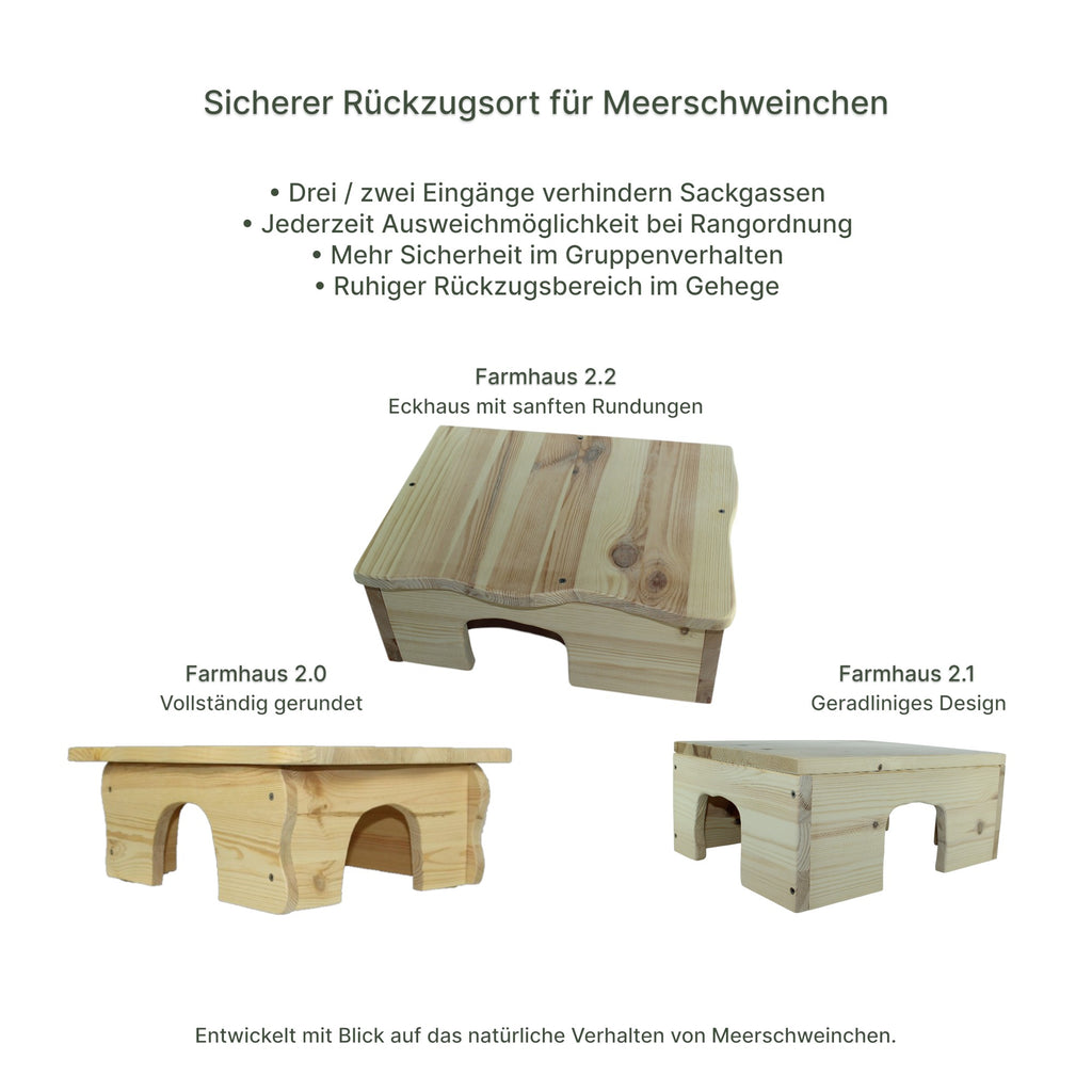 🏡 Farmhaus 2.2 – Eckhaus mit schwungvollen Rundungen für Meerschweinchen