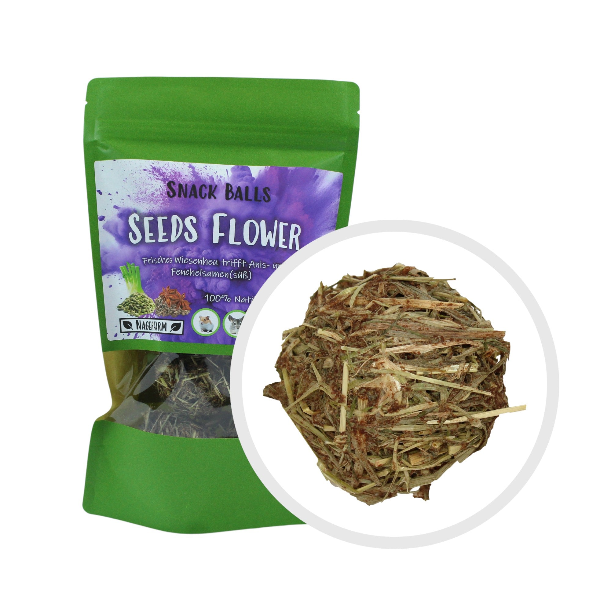 🟣 Snackballen Zaden Bloem – natuurlijke lekkernijen voor cavia's