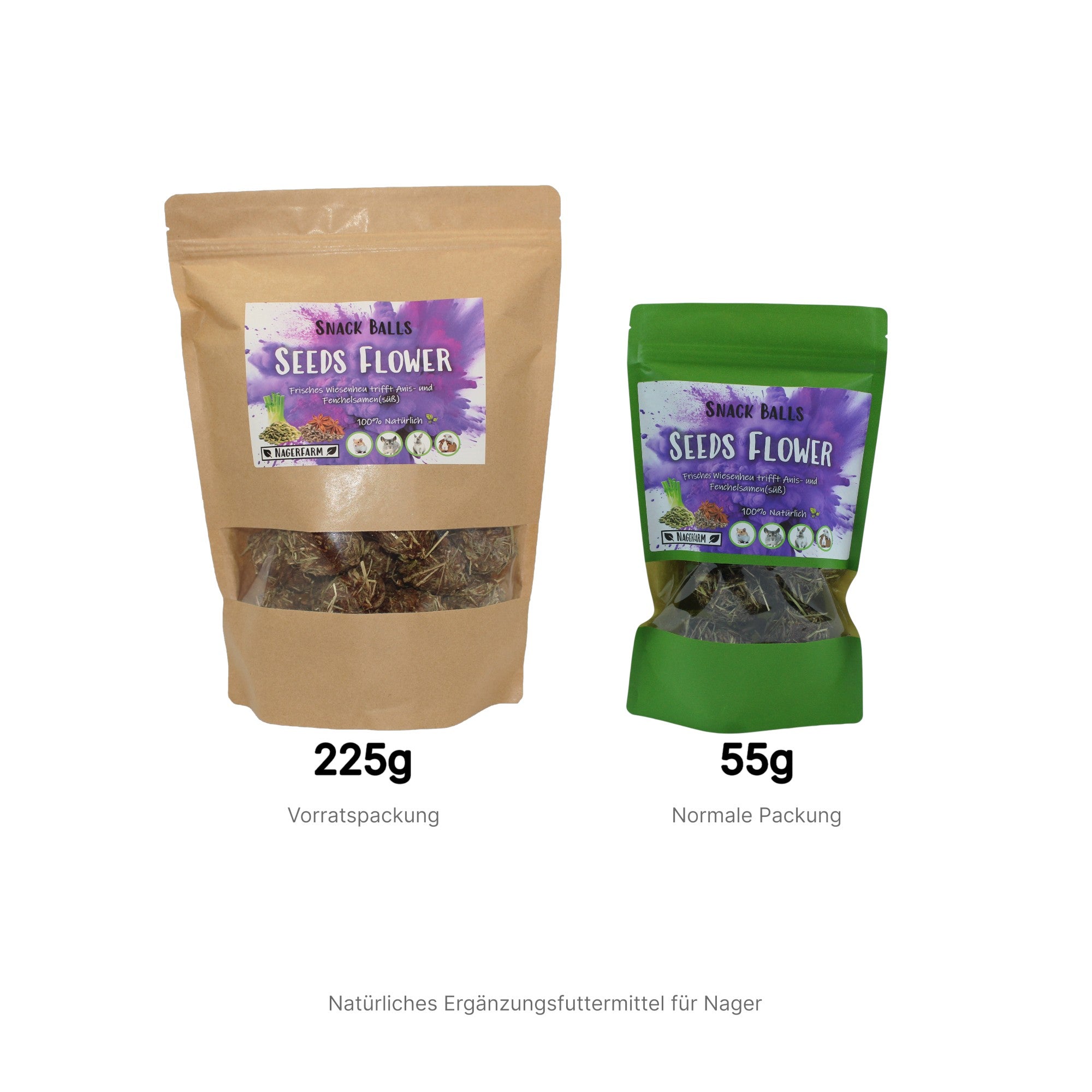 🟣 Snackballen Zaden Bloem – natuurlijke lekkernijen voor cavia's