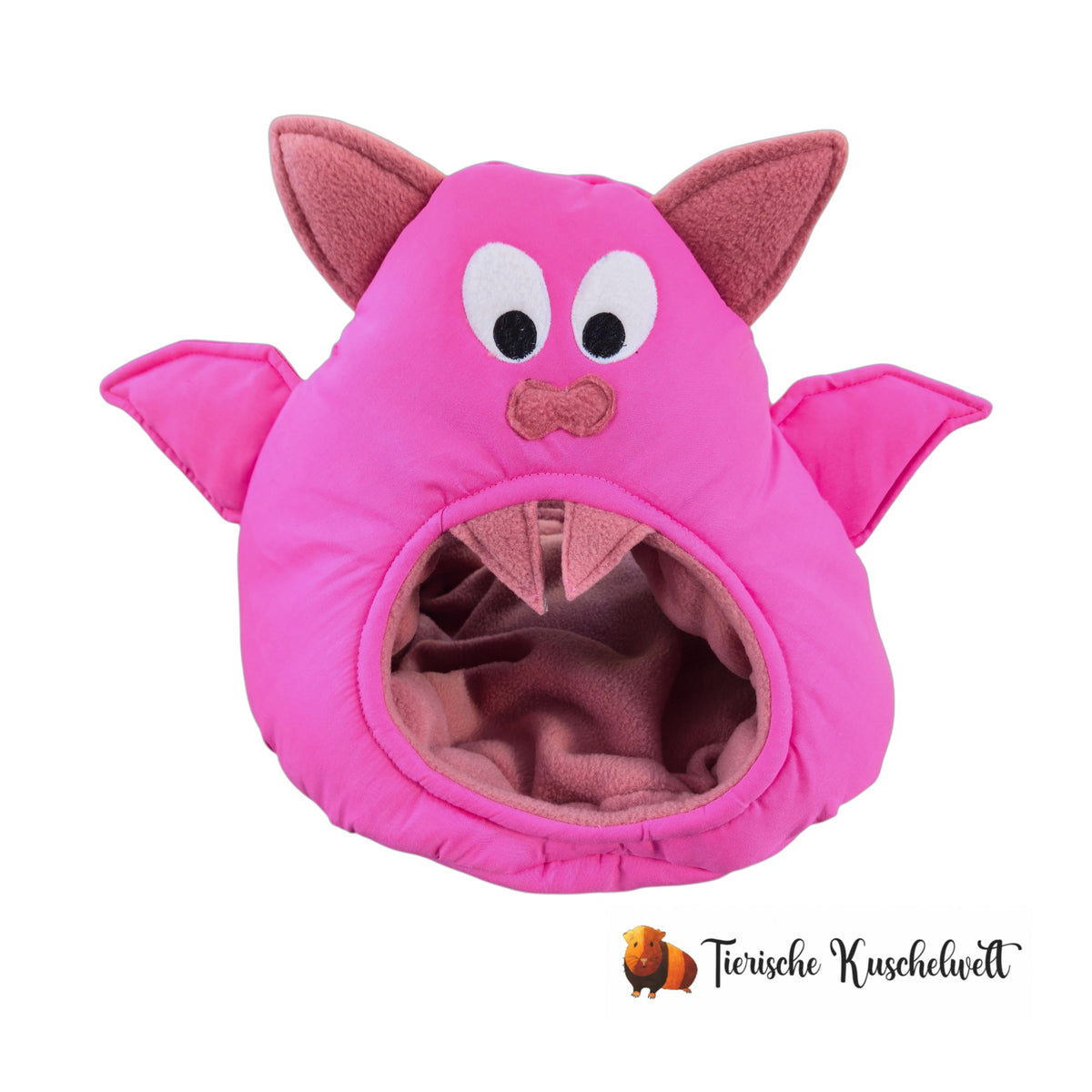 🦇 Verrückte Fledermaus Rosa – ausgefallene Kuschelhöhle für Meerschweinchen