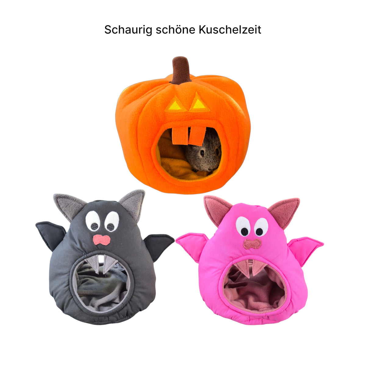 🦇 Verrückte Fledermaus Rosa – ausgefallene Kuschelhöhle für Meerschweinchen