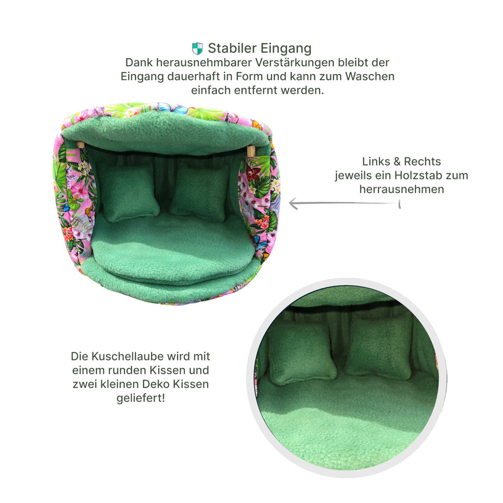 🌸 Kuschellaube Jungle Rosa – Exklusiver Rückzugsort für Meerschweinchen