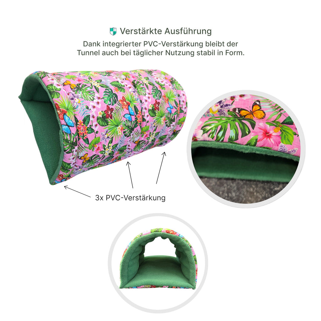 🌸 Kuscheltunnel Jungle Rosa – Exklusiver Rückzugsort für Meerschweinchen