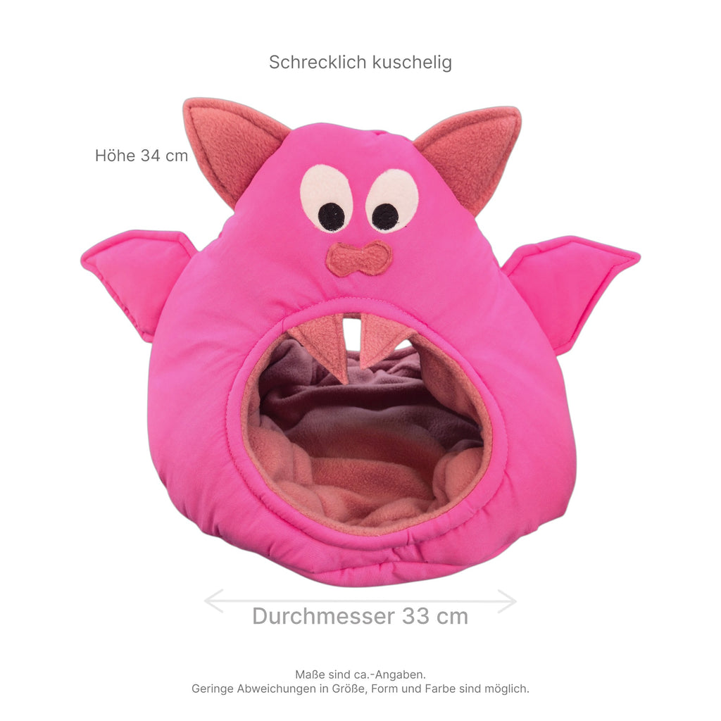 🦇 Verrückte Fledermaus Rosa – ausgefallene Kuschelhöhle für Meerschweinchen