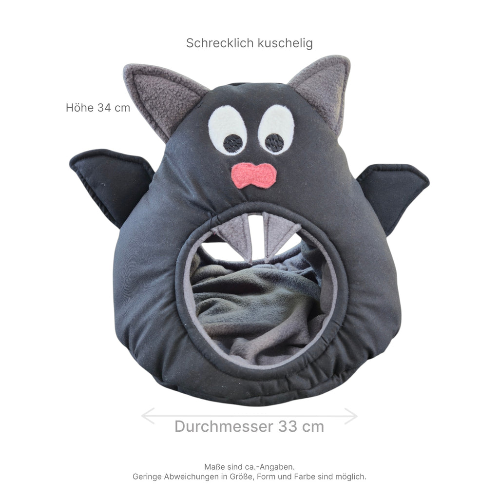🦇 Verrückte Fledermaus Schwarz – außergewöhnliche Kuschelhöhle für Meerschweinchen