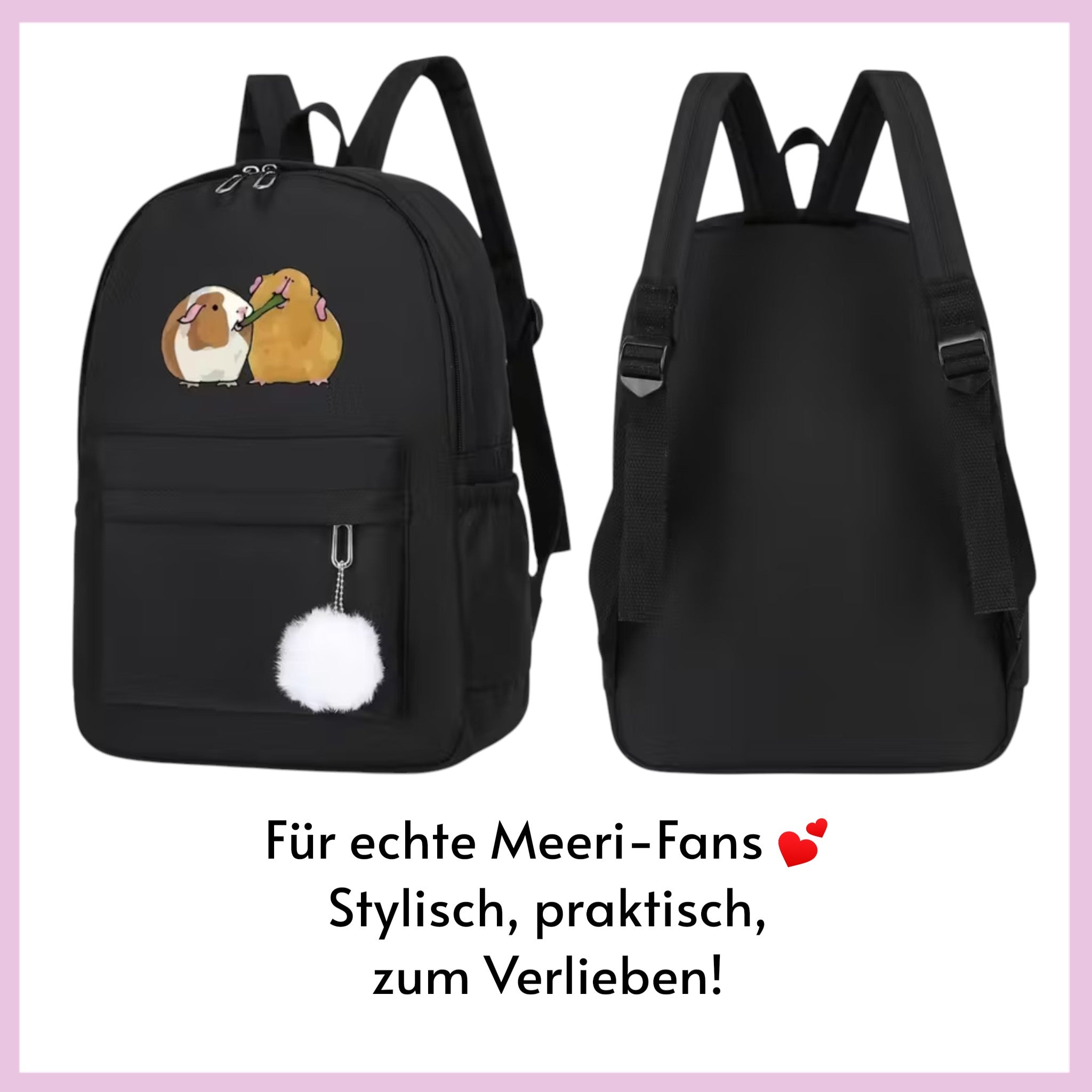 🎒 „Grashalm-Genuss“ Rucksack – Süße Meerschweinchen beim Grashalm-Knabbern