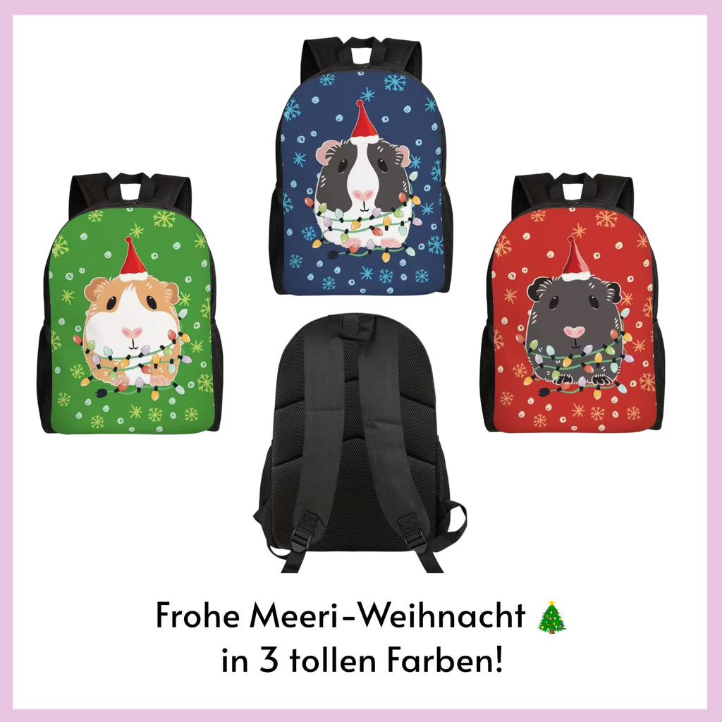 🎒 Xmas Rucksack – „Meeritraum“ – Weihnachtlicher Rucksack mit Meerschweinchen-Motiv