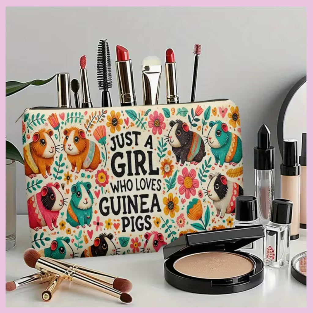 🎒 Kulturtasche „Just a Girl Who Loves Guinea Pigs – Nr. 6 Bunte Meeris“