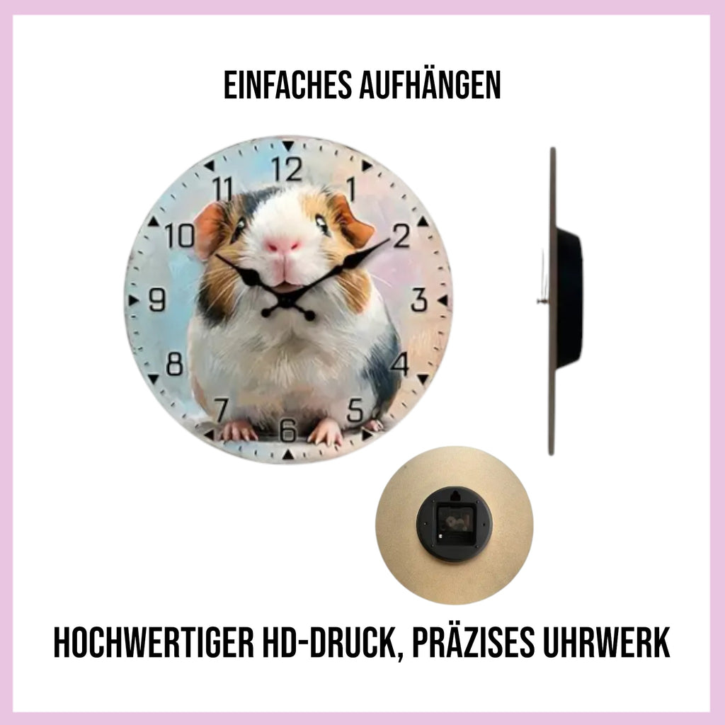 🕰️ Wanduhr „Meerschweinchen-Liebe“ – Stilvoller Blickfang für dein Zuhause