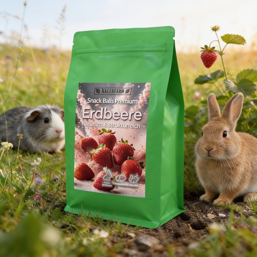 🍓Bolas de Snack Premium Fresa – Snack de Heno para Cobayas