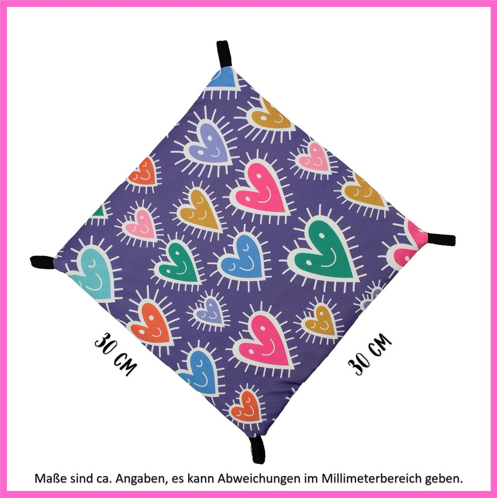 🌈 Hängematte „Herzen Lila“ – Bunte Herzen auf lila Kuschelwelt