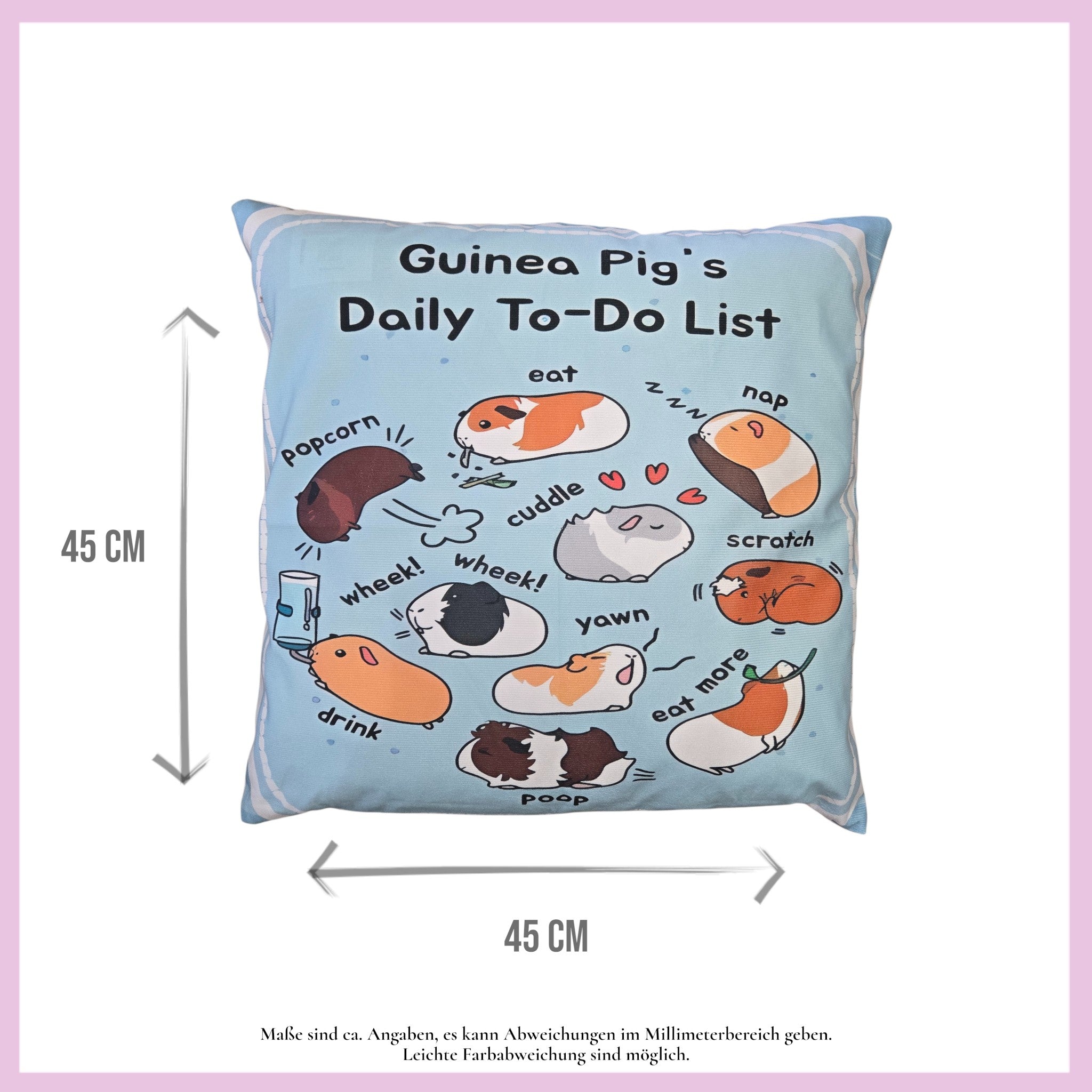 🛋️ Kissen „Daily To-Do List“ Nr.1 – Dein täglicher Kuschel-Reminder für Meerschweinchen-Fans