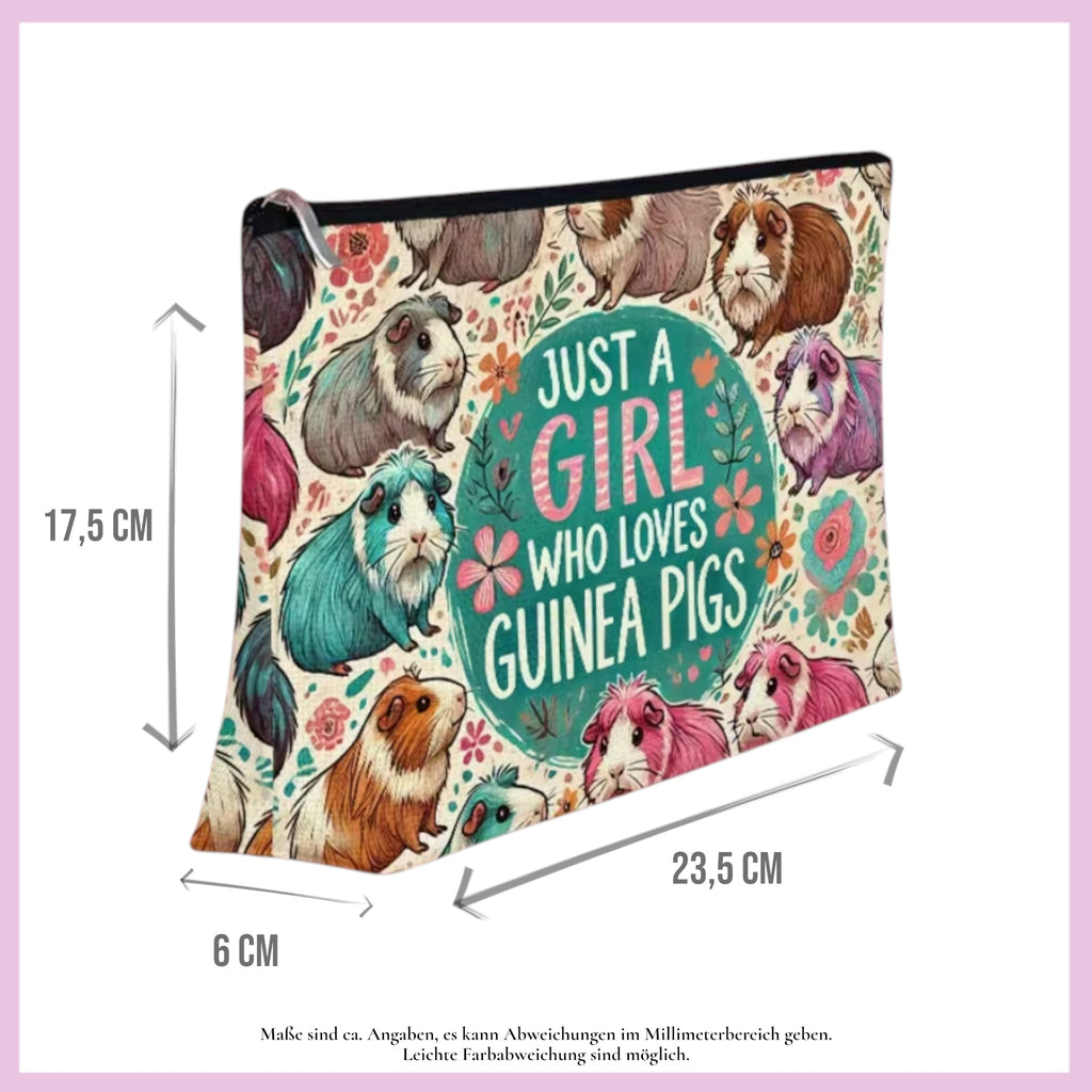 🎒 Kulturtasche „Just a Girl Who Loves Guinea Pigs – Nr. 5 Bunte Meeris“