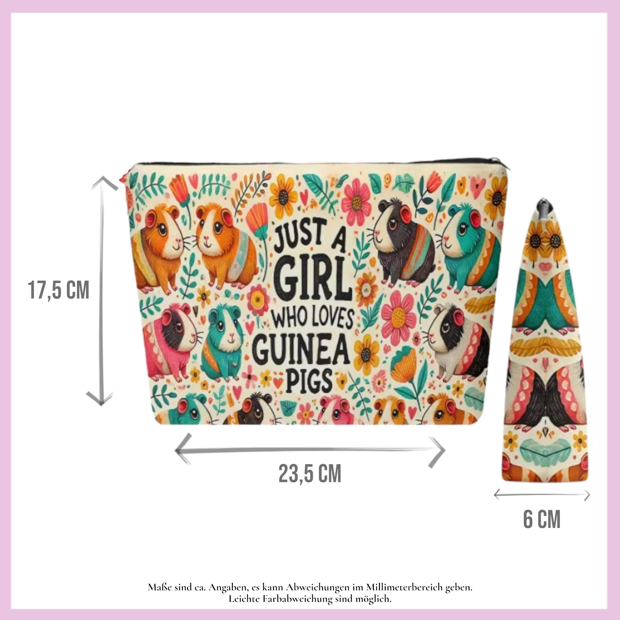 🎒 Kulturtasche „Just a Girl Who Loves Guinea Pigs – Nr. 6 Bunte Meeris“
