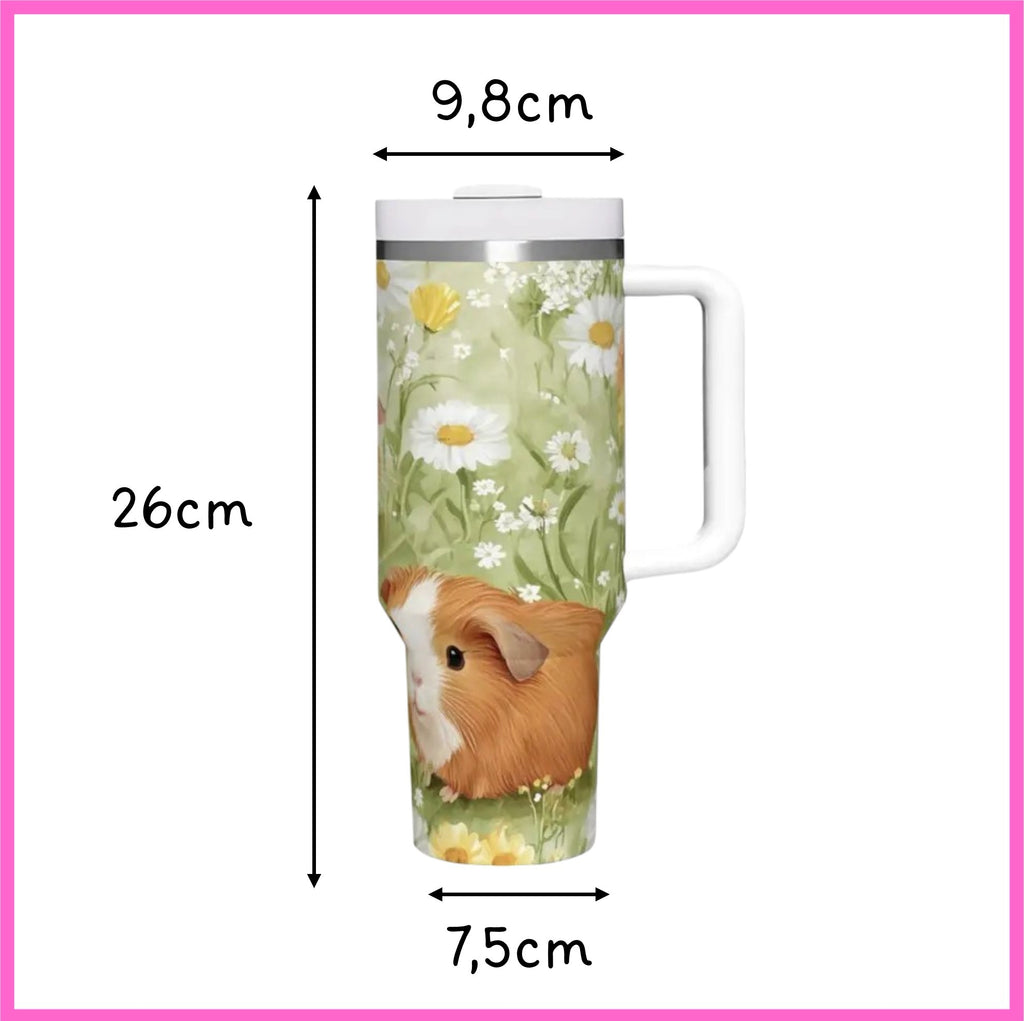 🌸 Trend-Trinkflasche Meerschweinchen Blumenwiese