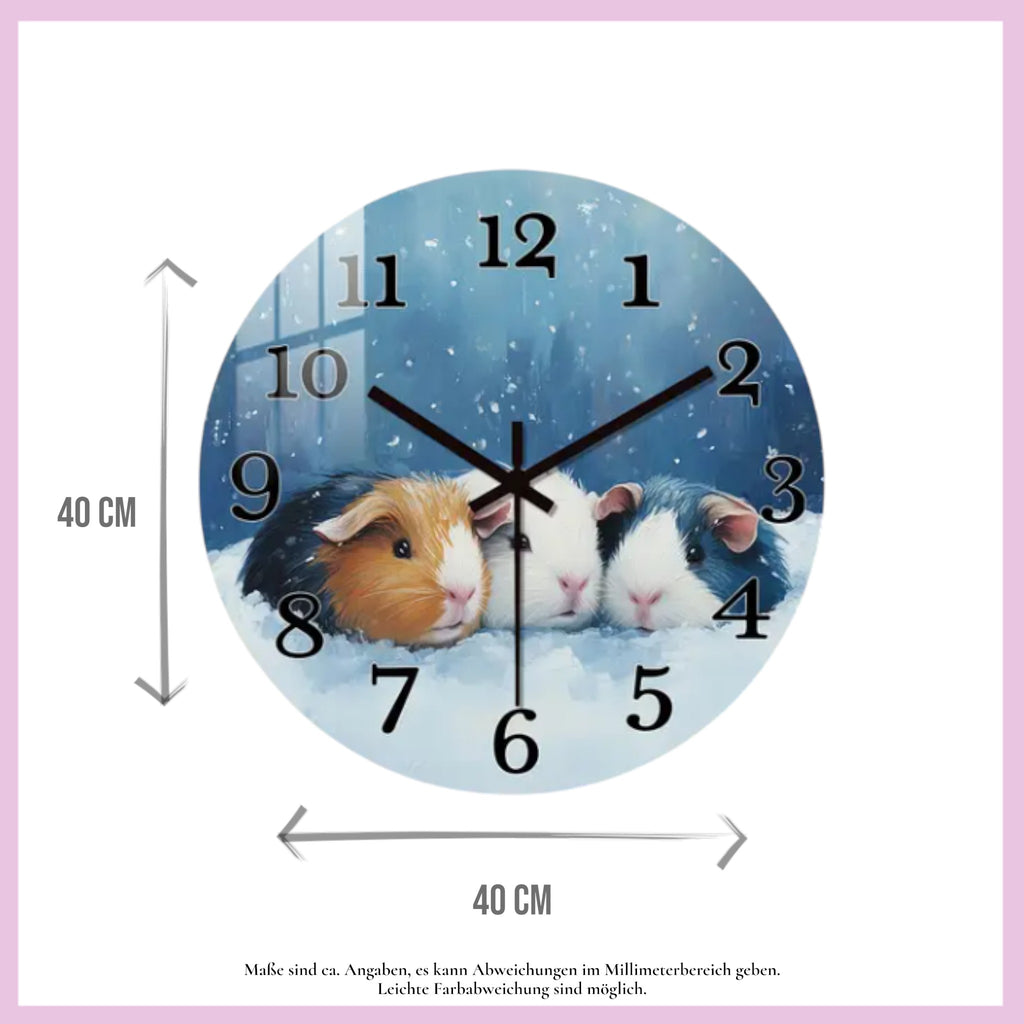 🕰️ Wanduhr „Winterzeit“ – Winterlicher Meerschweinchenzauber für dein Zuhause