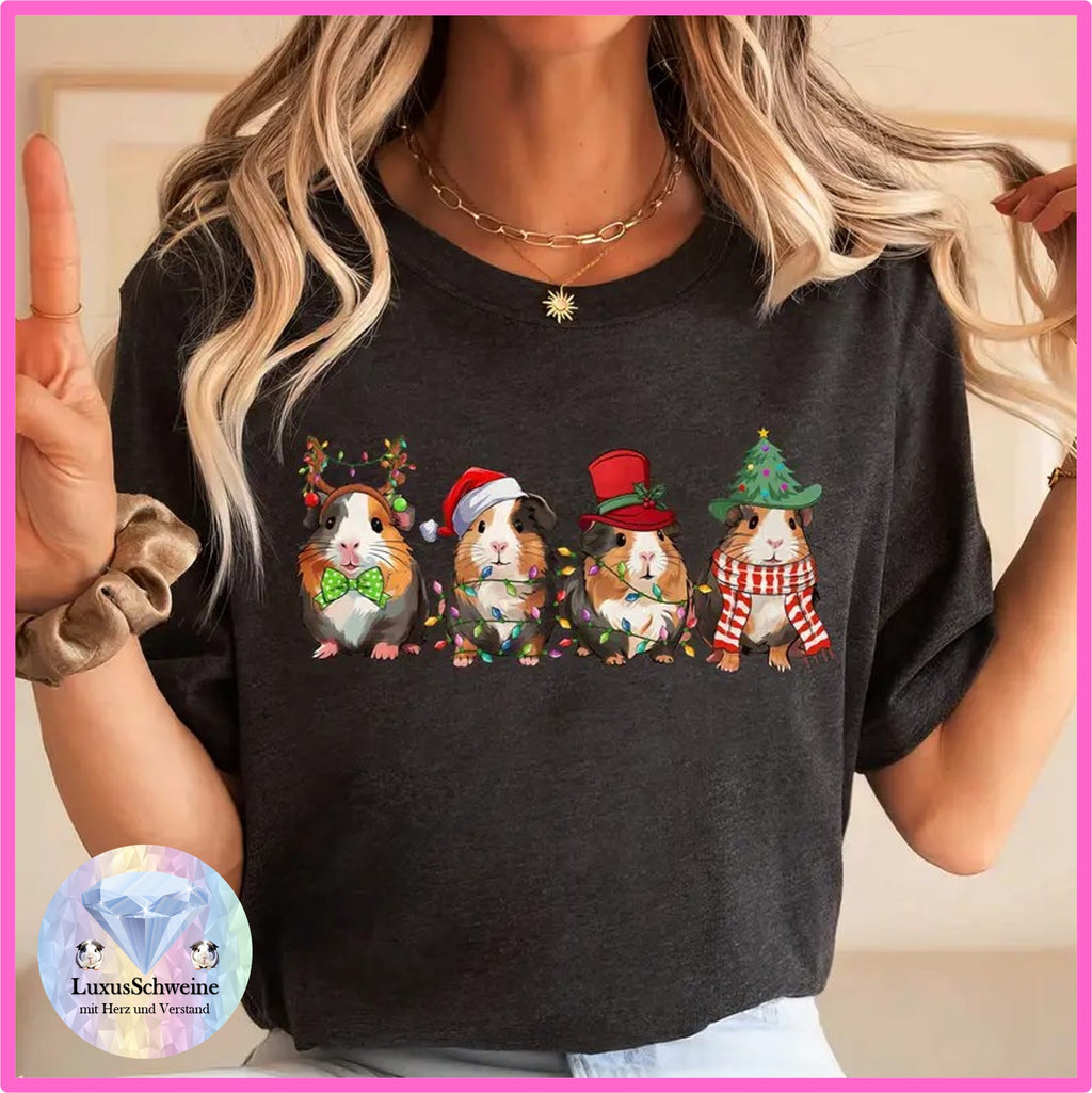 👕 T-Shirt „Weihnachten – 4 Meeris“ – Für alle, die ihre Meerschweinchen-Liebe feiern wollen