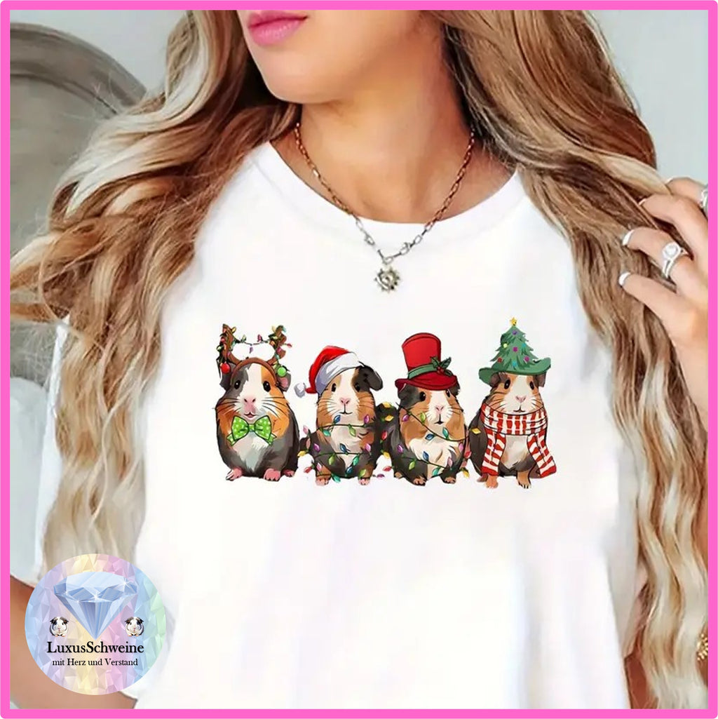 👕 T-Shirt „Weihnachten – 4 Meeris“ – Für alle, die ihre Meerschweinchen-Liebe feiern wollen