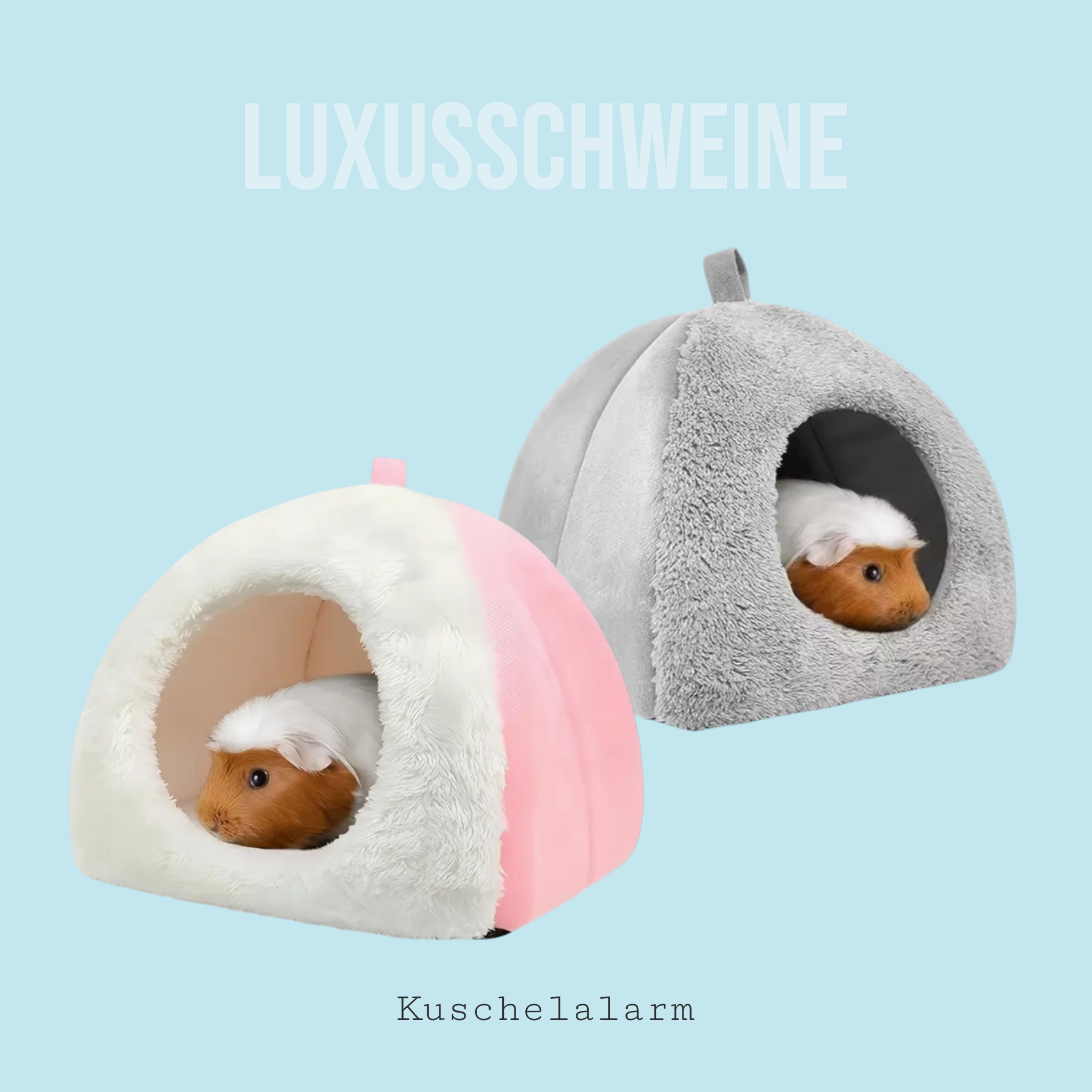 🏠 Kuscheliges Grau/Rosa – Gemütliches Kuppelhaus für Meerschweinchen