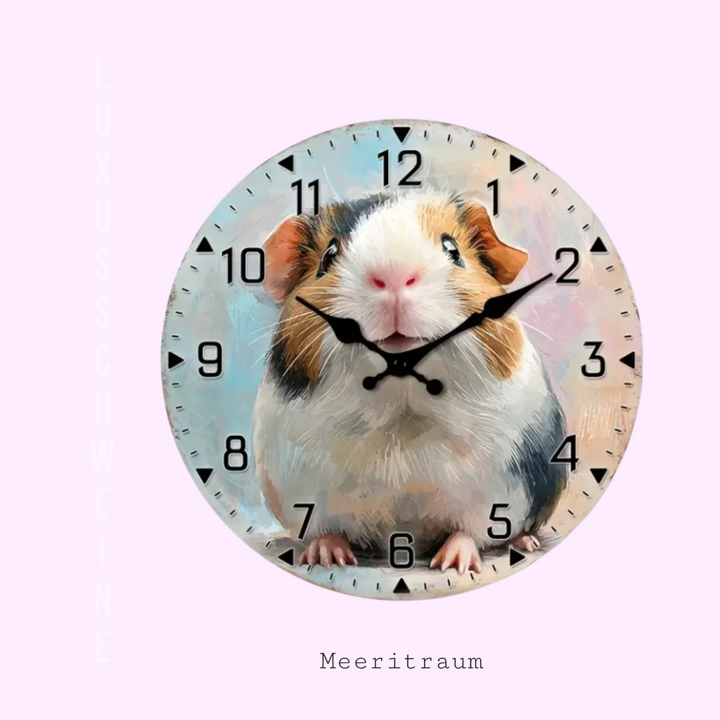 🕰️ Wanduhr „Meerschweinchen-Liebe“ – Stilvoller Blickfang für dein Zuhause