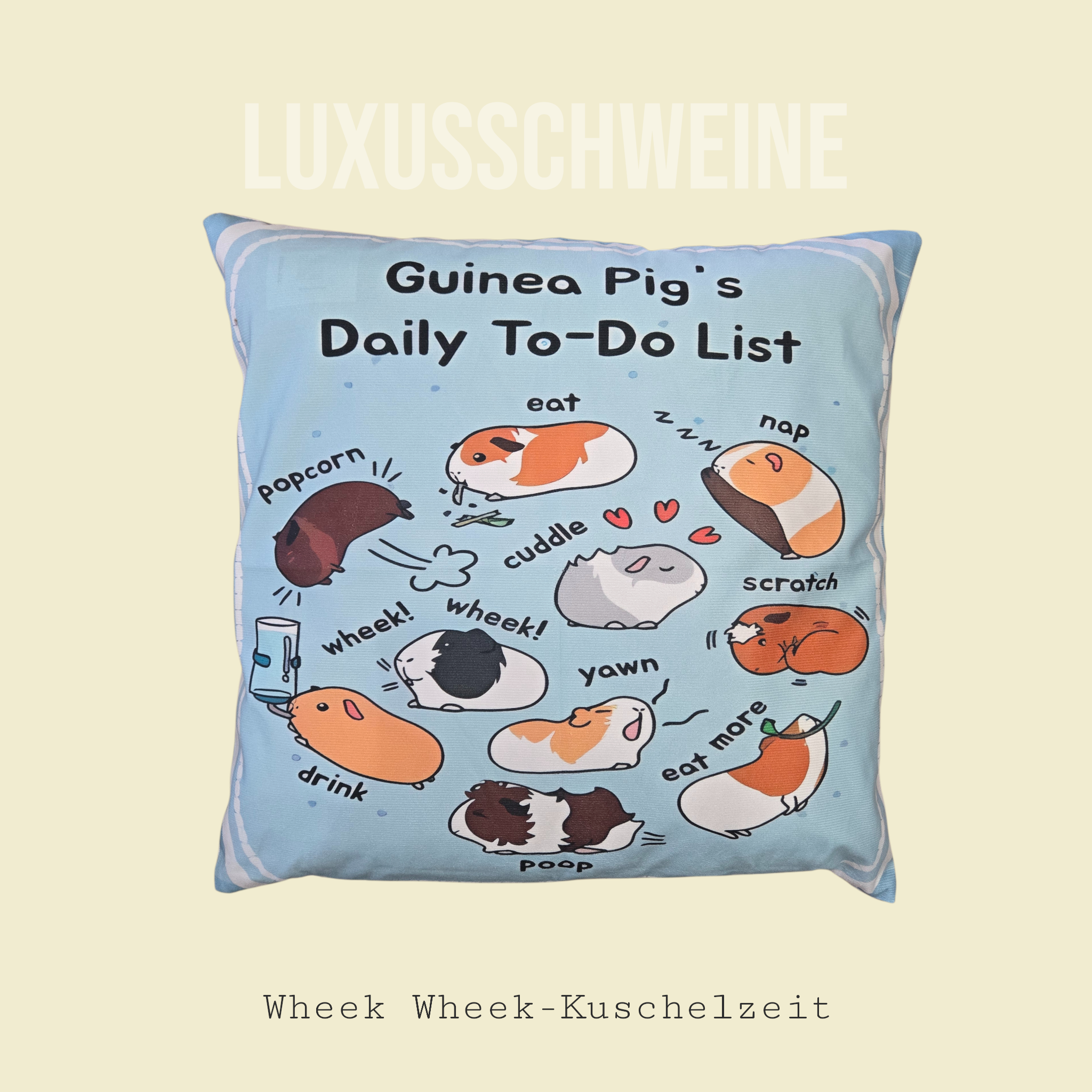 🛋️ Kissen „Daily To-Do List“ Nr.1 – Dein täglicher Kuschel-Reminder für Meerschweinchen-Fans