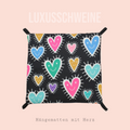 🖤 Hängematte „Herzen Schwarz“ – Bunte Herzen auf elegantem Schwarz
