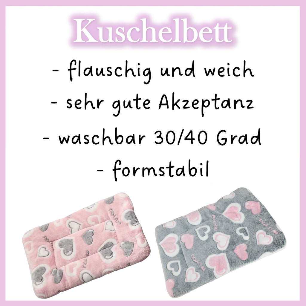 🛏️ Kuschelbett „Herzen“ – Flauschig, niedlich & liebevoll für deine Meerschweinchen